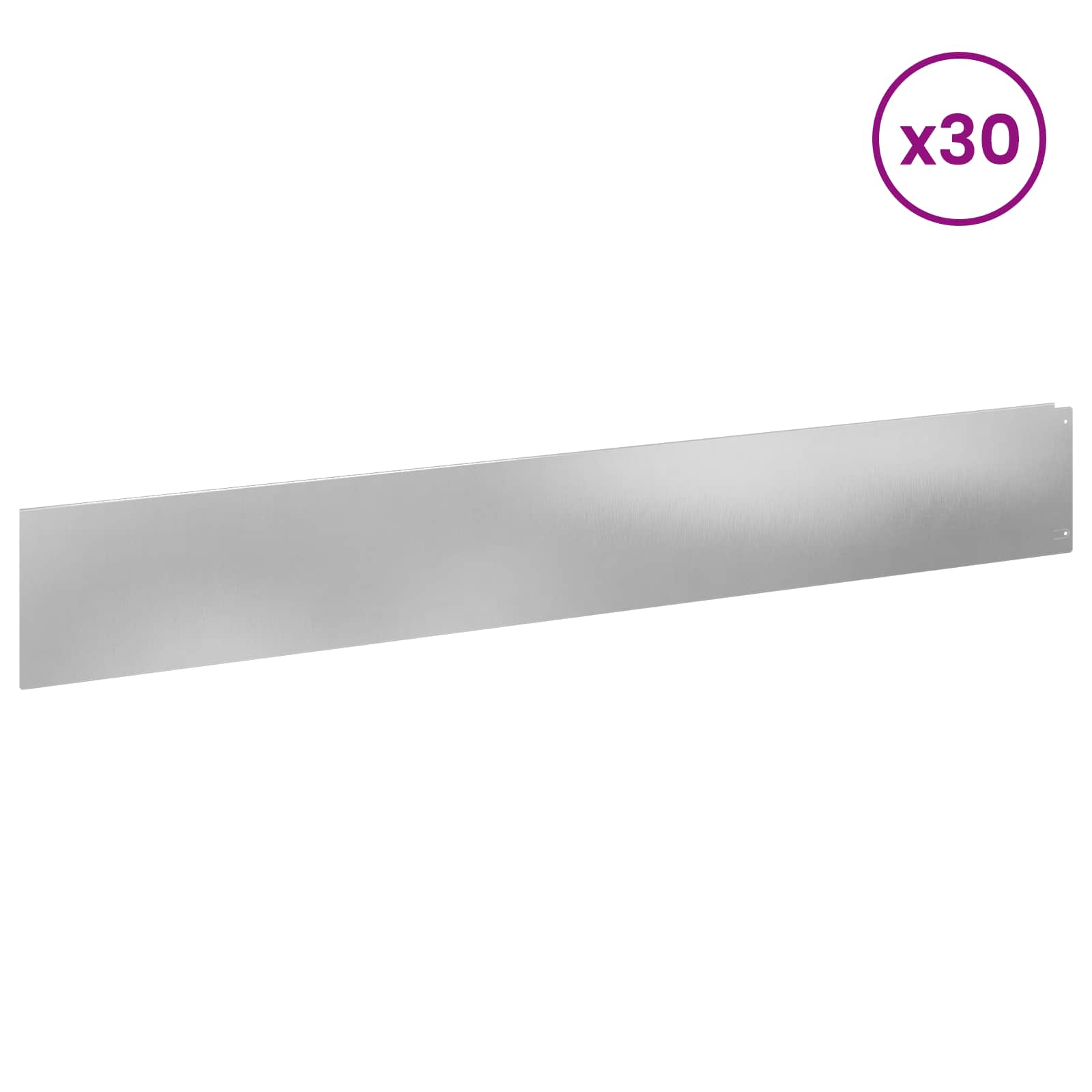 Περίγραμμα γκαζόν 30 pcs 100 x 15 cm Ατσάλι Ασημί