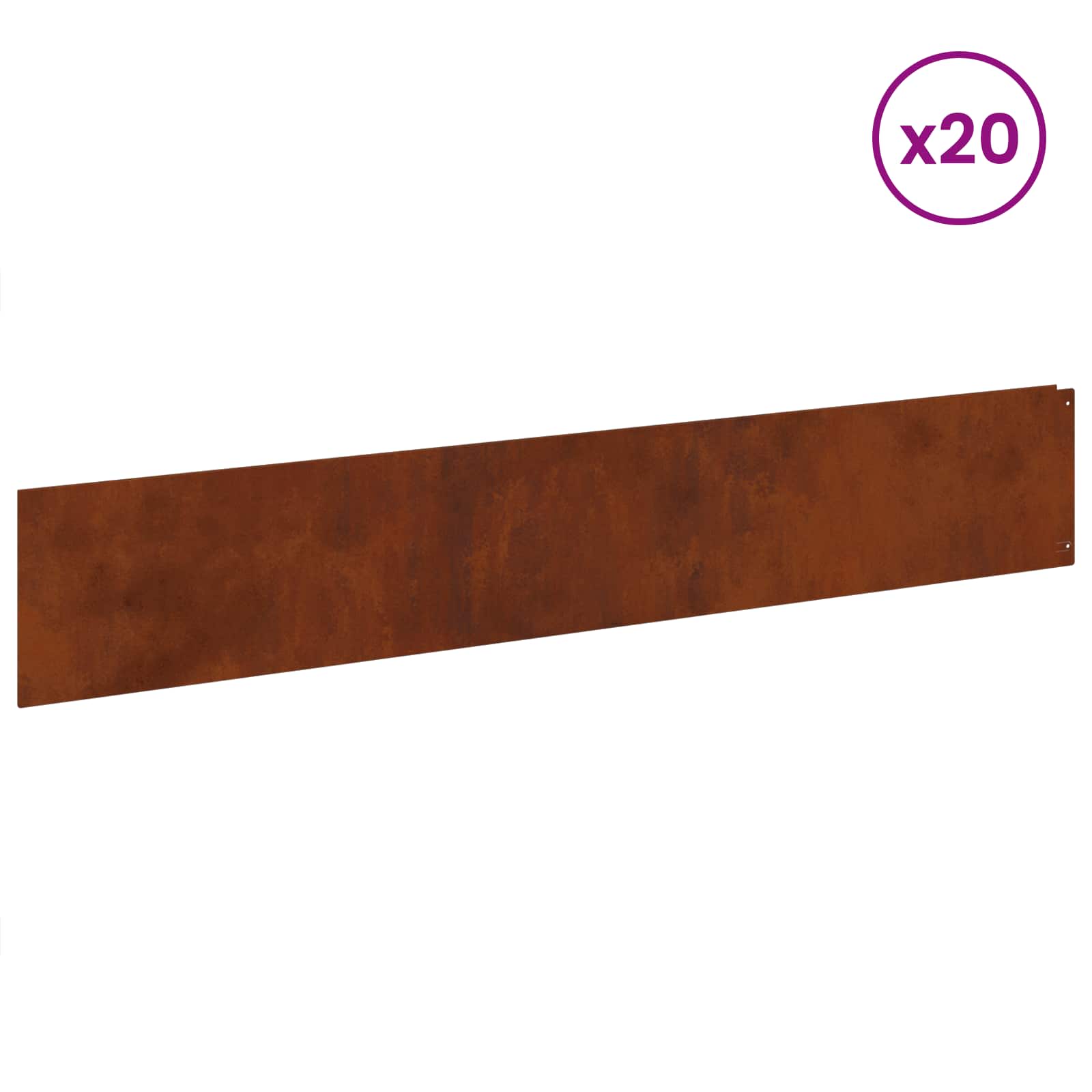 Περίγραμμα γκαζόν 20 pcs 100 x 18 εκ Ατσάλι Σκ rusty