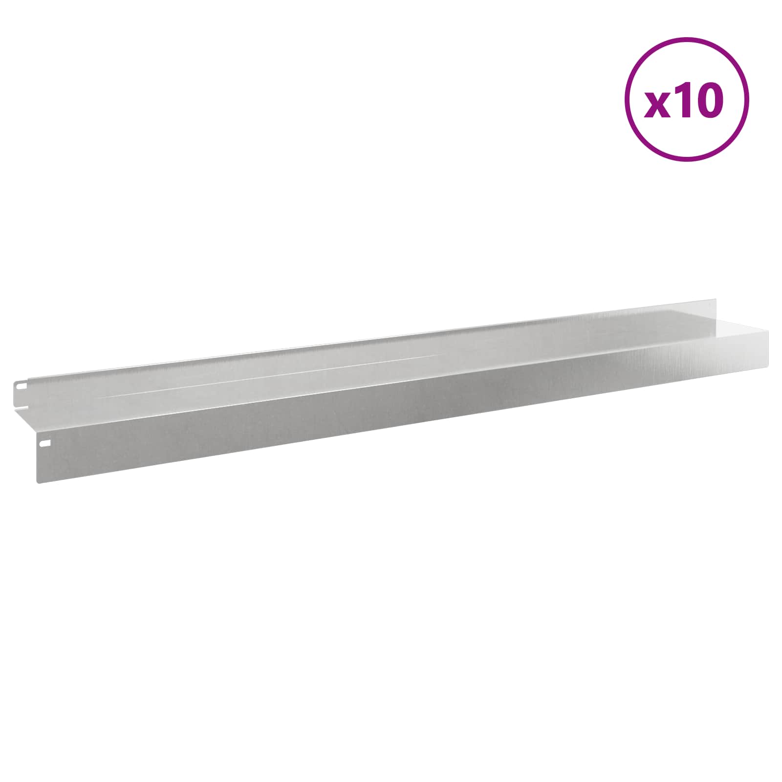Περίγραμμα γκαζόν 10 pcs 100 x 10 x 8 εκ Ατσάλι Ασημί
