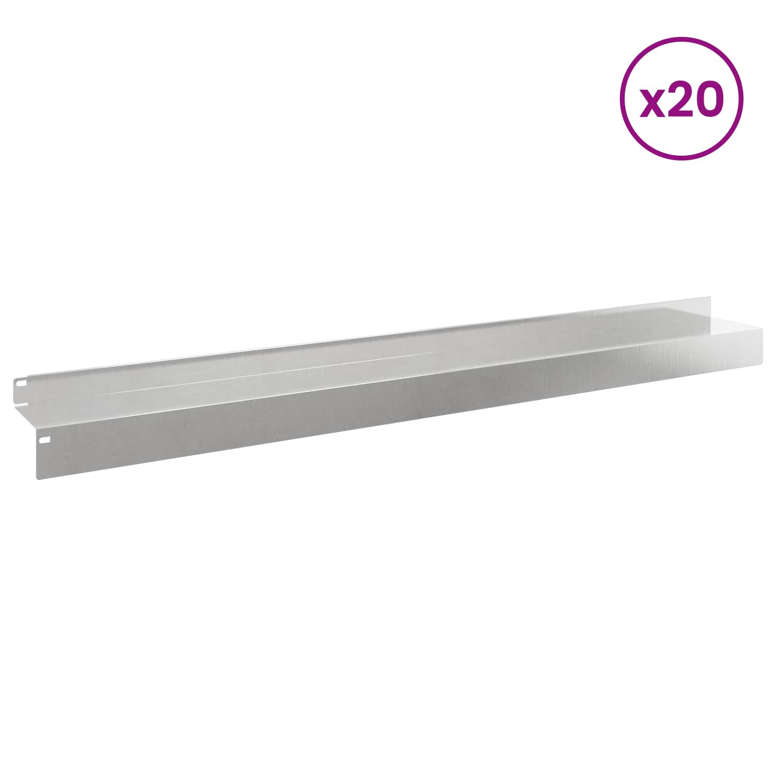 Περίγραμμα γκαζόν 20 pcs 100 x 10 x 8 εκ Ατσάλι Ασημί