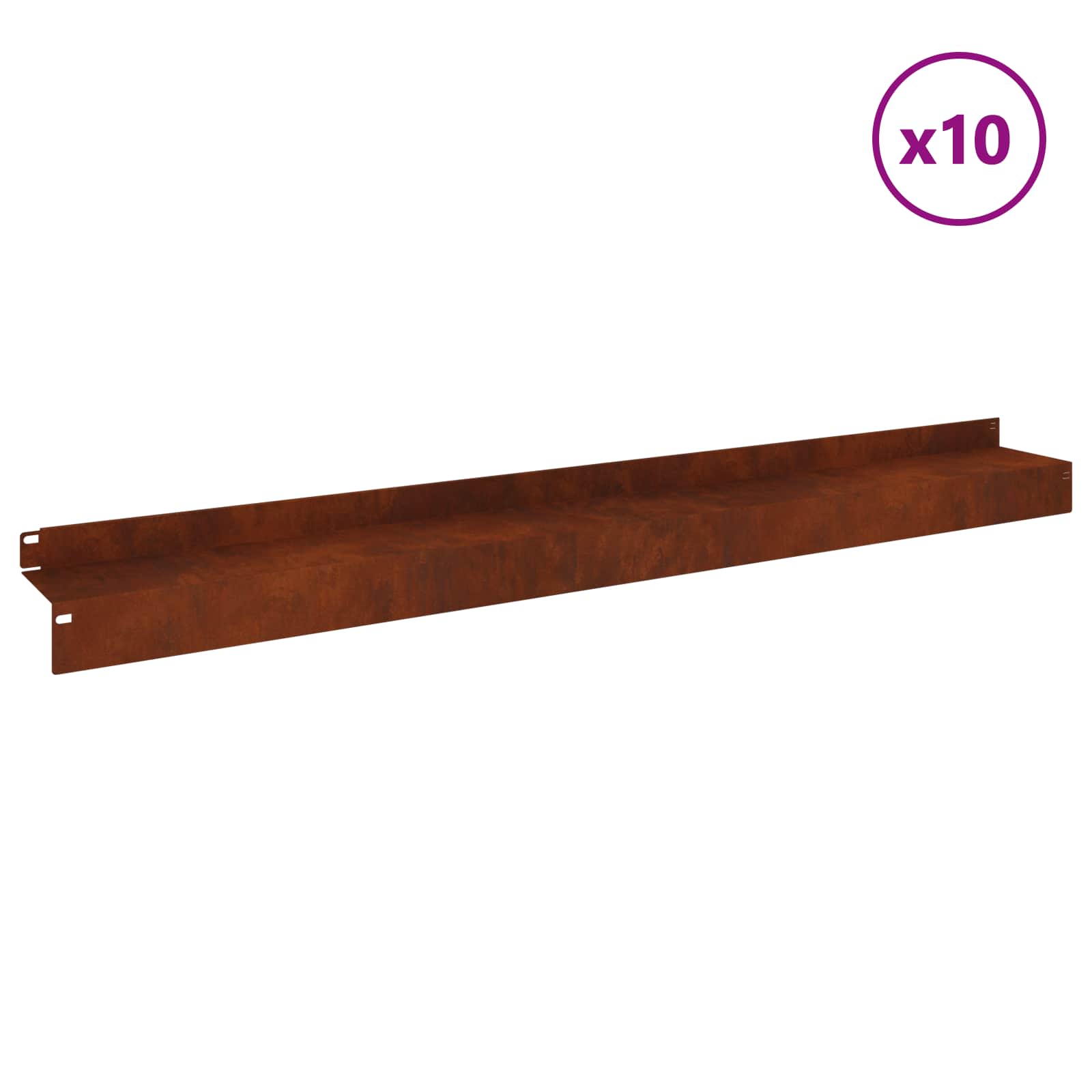 Περίγραμμα γκαζόν 10 pcs 100 x 10 x 8 εκ Ατσάλι Σκ rusty