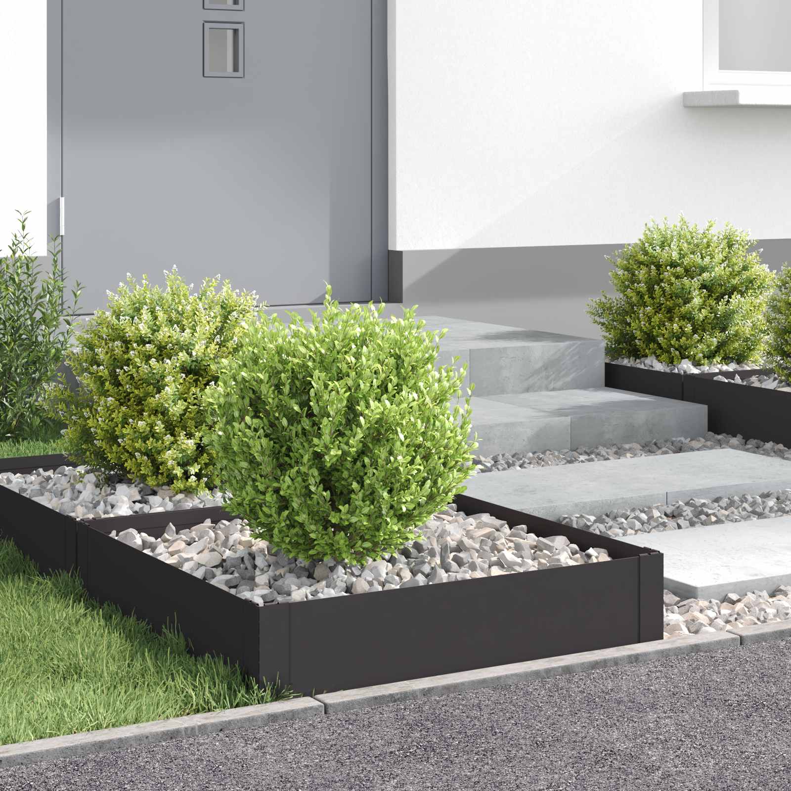Περίγραμμα γκαζόν 4 pcs 60 x 60 x 20 εκ Ατσάλι Μαύρο