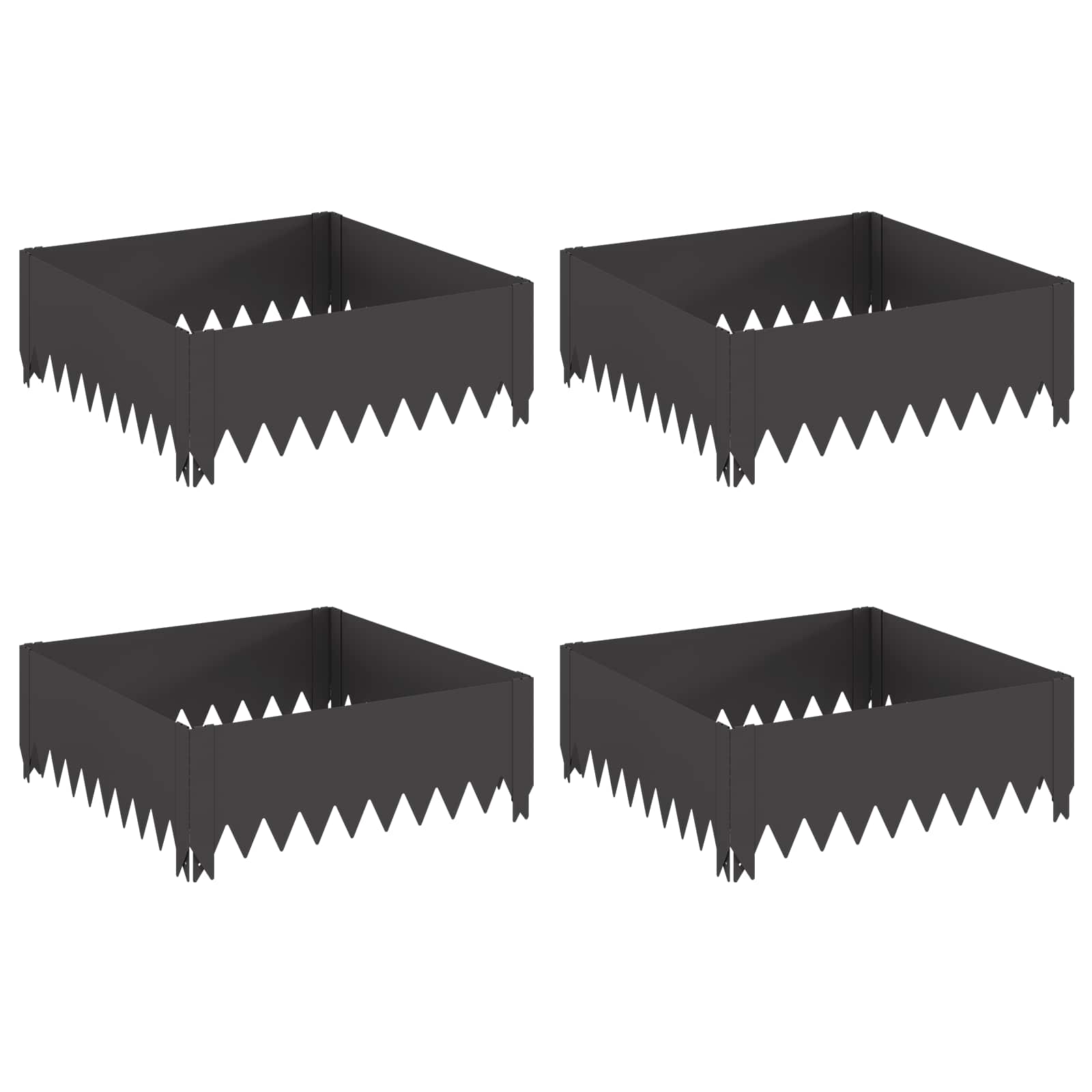Περίγραμμα γκαζόν 4 pcs 60 x 60 x 20 εκ Ατσάλι Μαύρο
