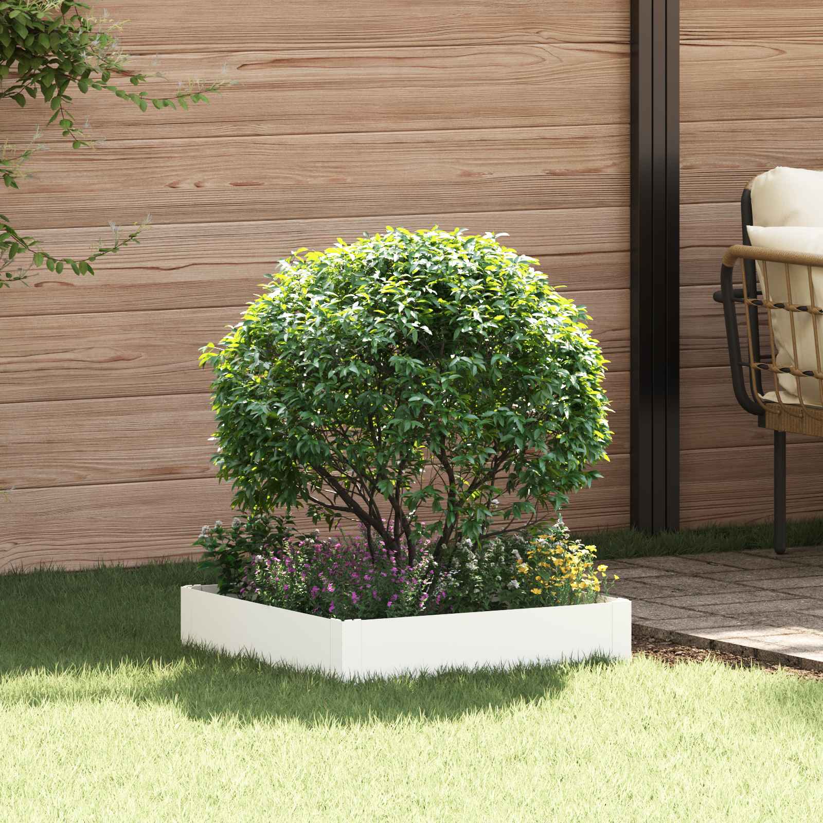 Περίγραμμα γκαζόν 60 x 60 x 20 εκ Ατσάλι Λευκό - Pakobazaar