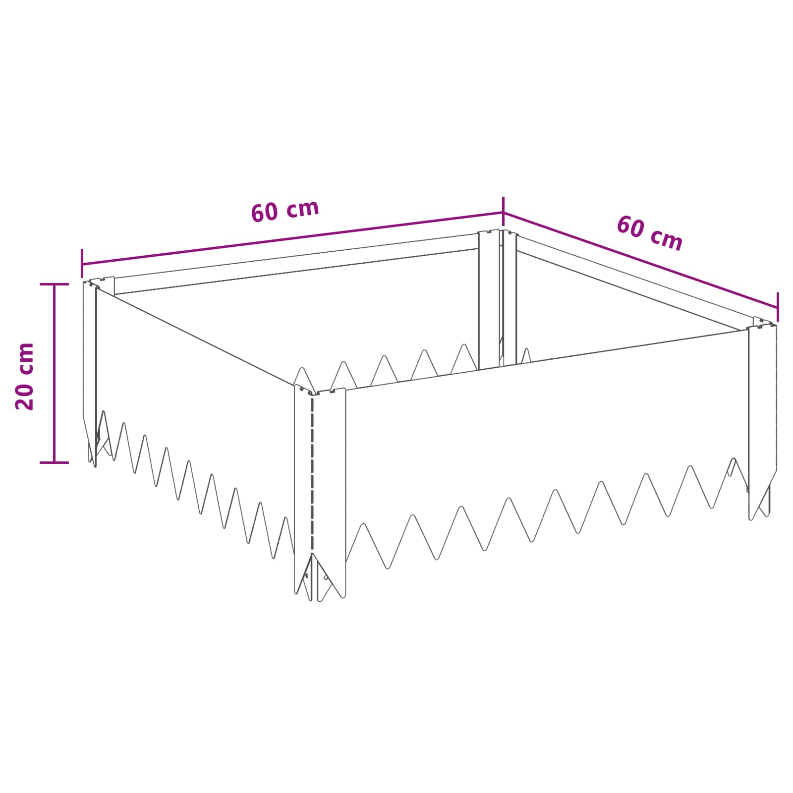 Περίγραμμα γκαζόν 60 x 60 x 20 εκ Ατσάλι Ασημί