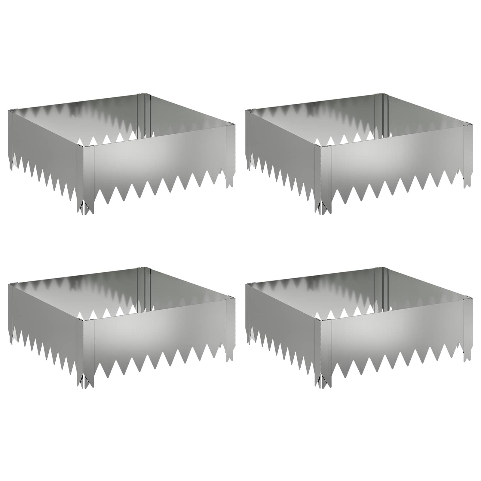 Περίγραμμα γκαζόν 4 pcs 60 x 60 x 20 εκ Ατσάλι Ασημί