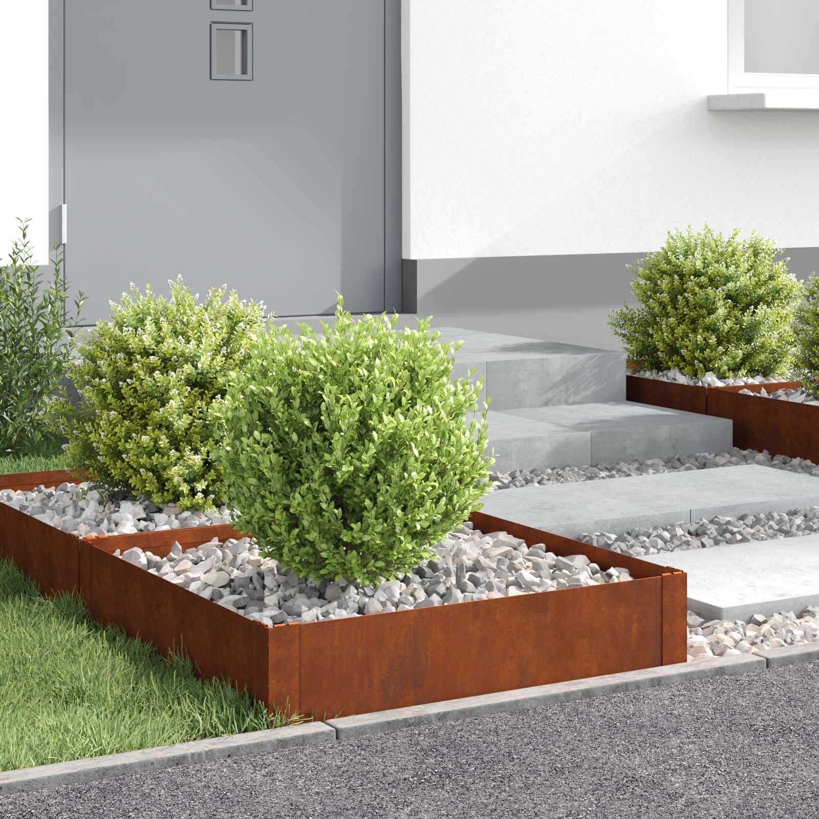 Περίγραμμα γκαζόν 4 pcs 60 x 60 x 20 εκ Ατσάλι Σκ rusty