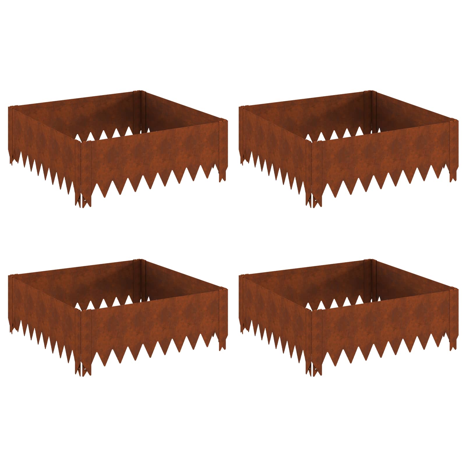 Περίγραμμα γκαζόν 4 pcs 60 x 60 x 20 εκ Ατσάλι Σκ rusty