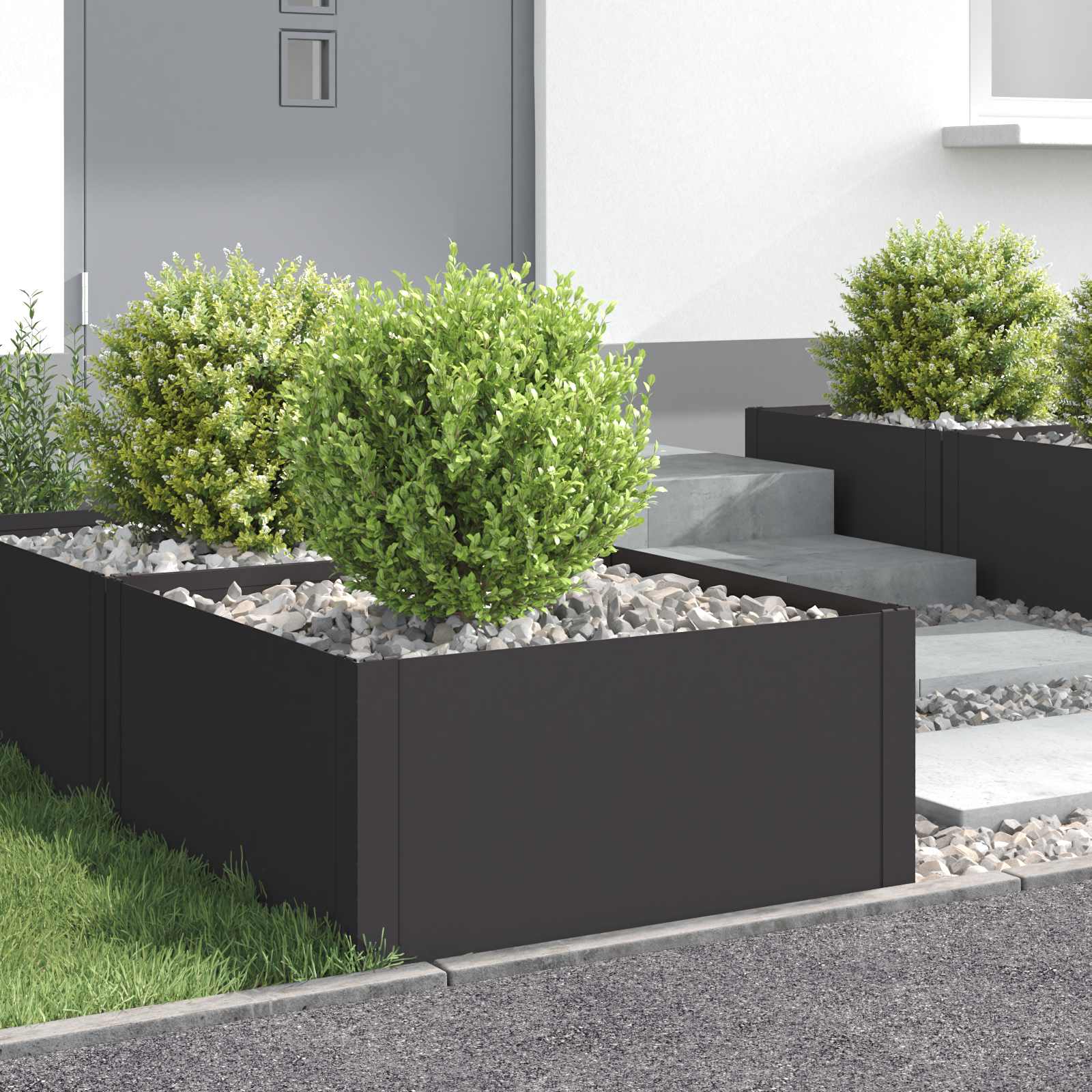 Περίγραμμα γκαζόν 4 pcs 60 x 60 x 35 cm Ατσάλι Μαύρο