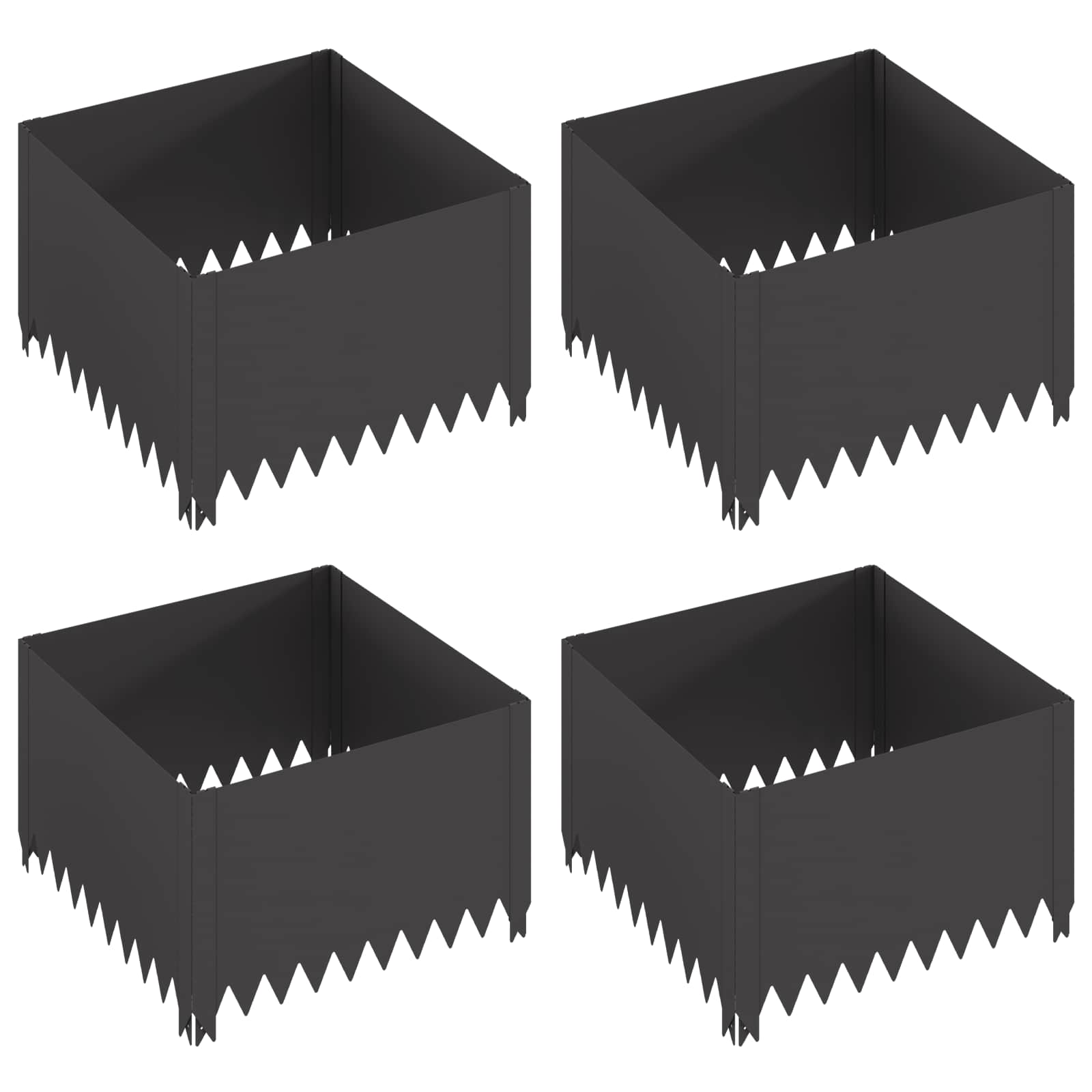 Περίγραμμα γκαζόν 4 pcs 60 x 60 x 35 cm Ατσάλι Μαύρο