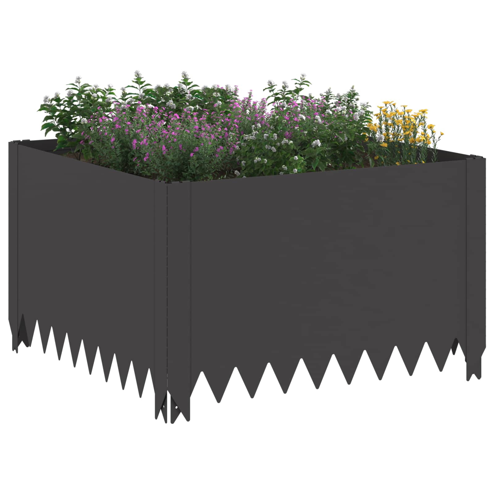 Περίγραμμα γκαζόν 4 pcs 60 x 60 x 35 cm Ατσάλι Μαύρο
