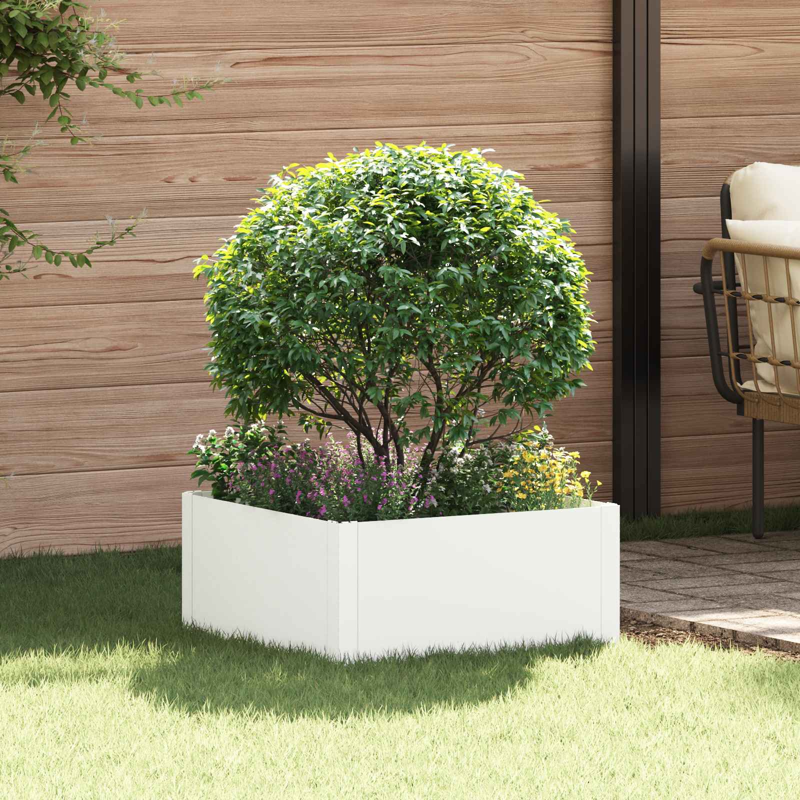 Περίγραμμα γκαζόν 60 x 60 x 35 cm Ατσάλι Λευκό - Pakobazaar