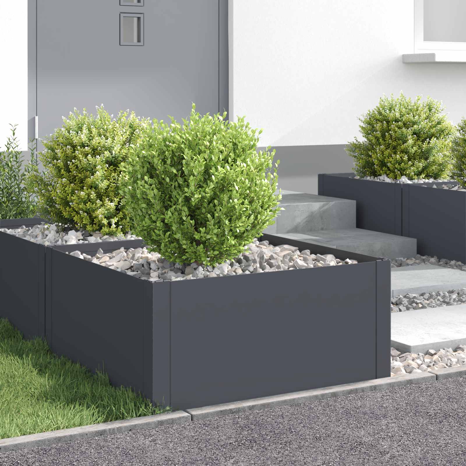 Περίγραμμα γκαζόν 4 pcs 60 x 60 x 35 cm Ατσάλι Ανθρακί