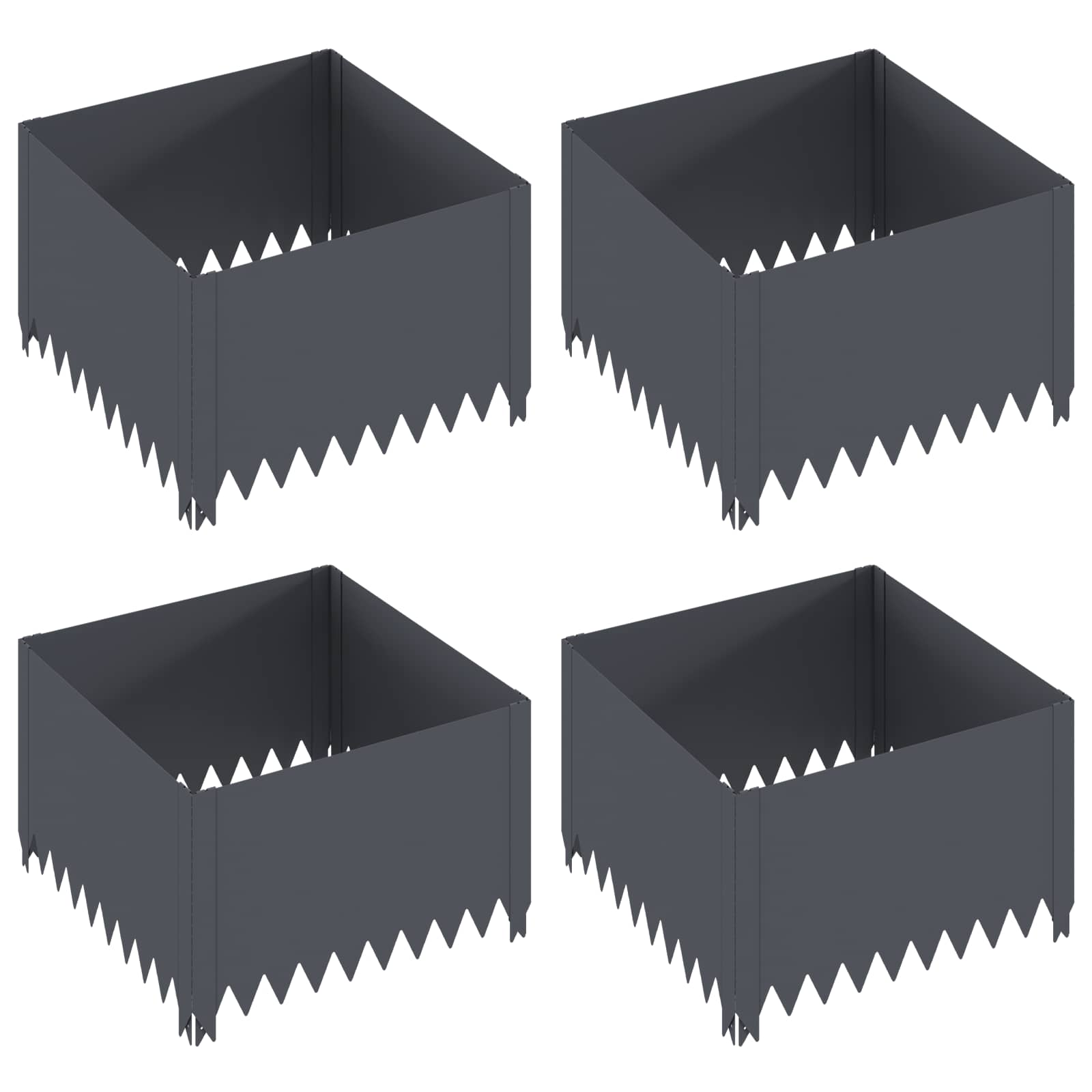 Περίγραμμα γκαζόν 4 pcs 60 x 60 x 35 cm Ατσάλι Ανθρακί