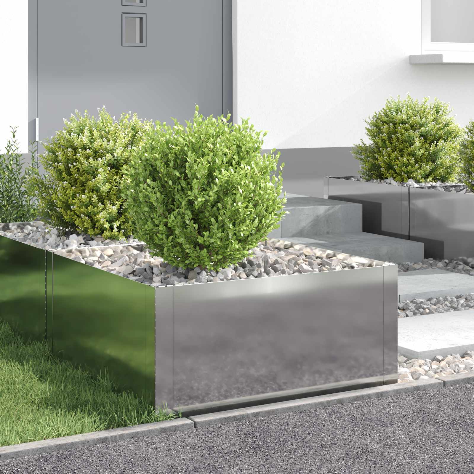 Περίγραμμα γκαζόν 4 pcs 60 x 60 x 35 cm Ατσάλι Ασημί