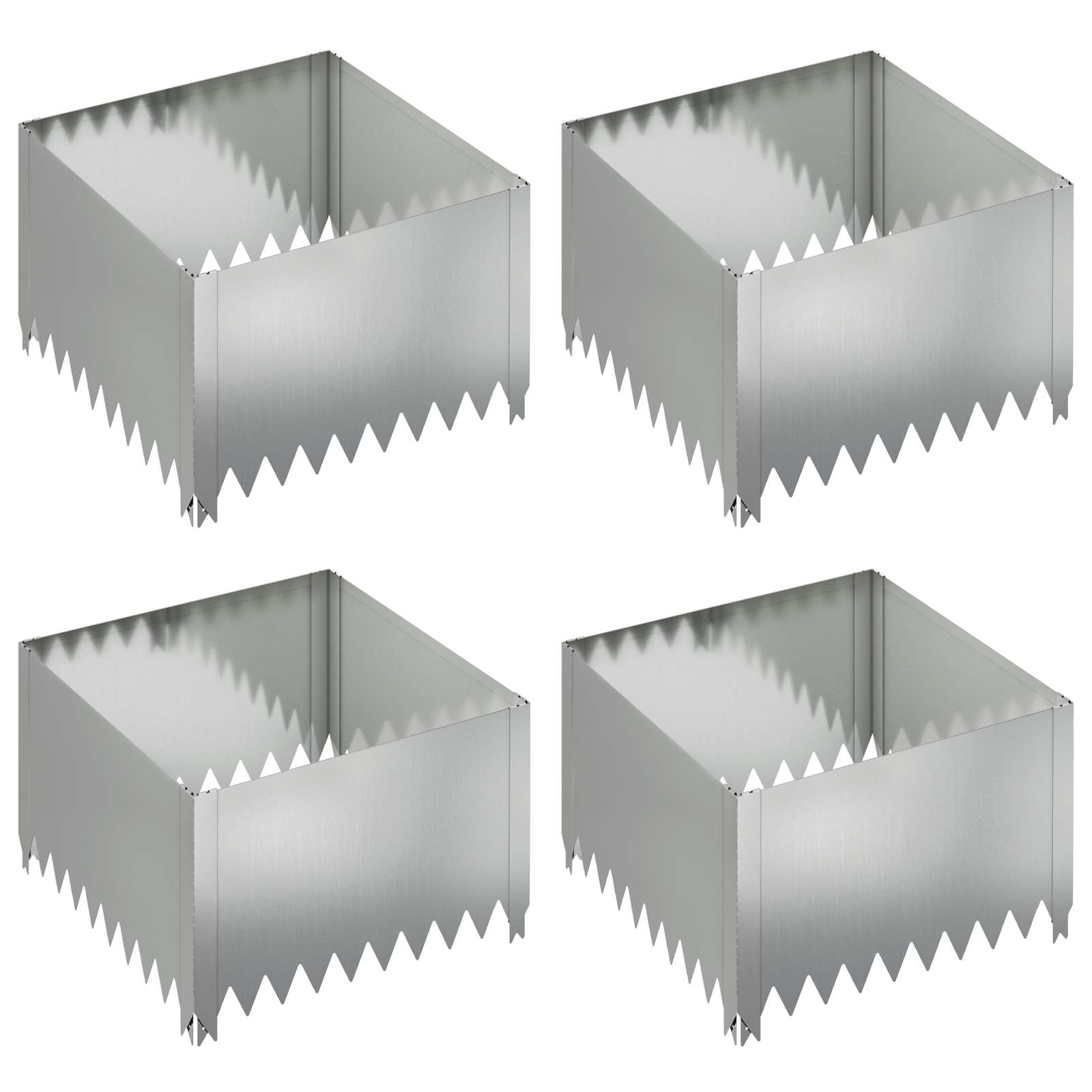Περίγραμμα γκαζόν 4 pcs 60 x 60 x 35 cm Ατσάλι Ασημί
