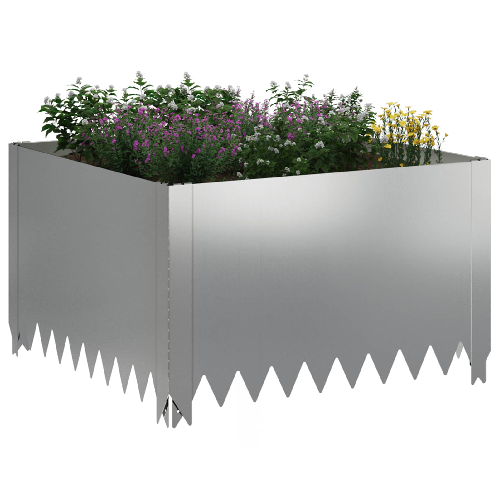 Περίγραμμα γκαζόν 4 pcs 60 x 60 x 35 cm Ατσάλι Ασημί