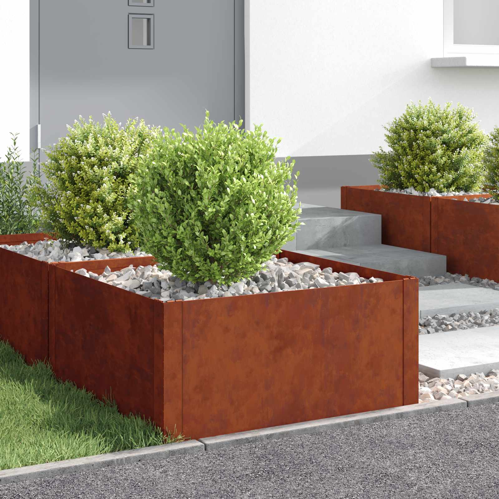Περίγραμμα γκαζόν 4 pcs 60 x 60 x 35 cm Ατσάλι Σκ rusty