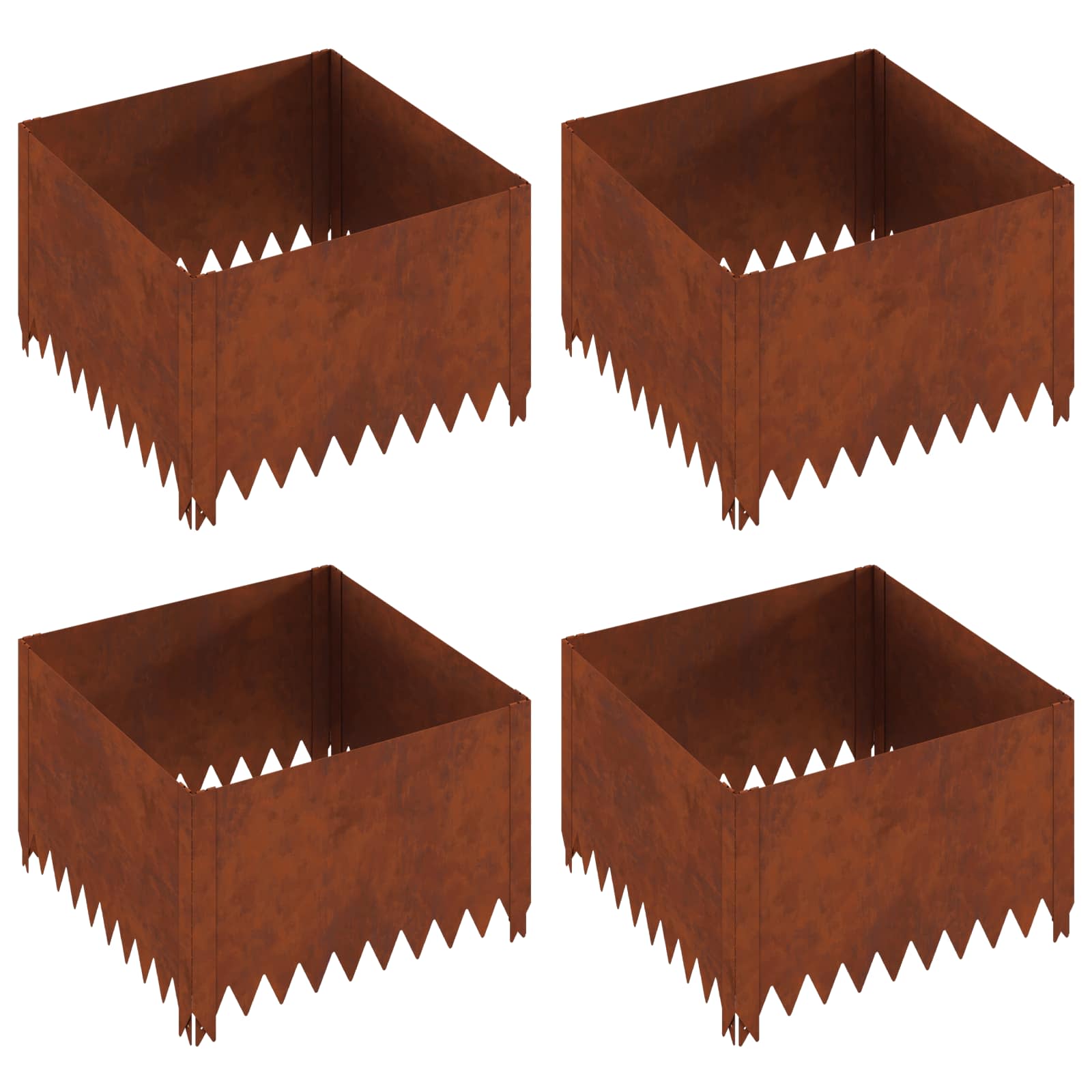 Περίγραμμα γκαζόν 4 pcs 60 x 60 x 35 cm Ατσάλι Σκ rusty