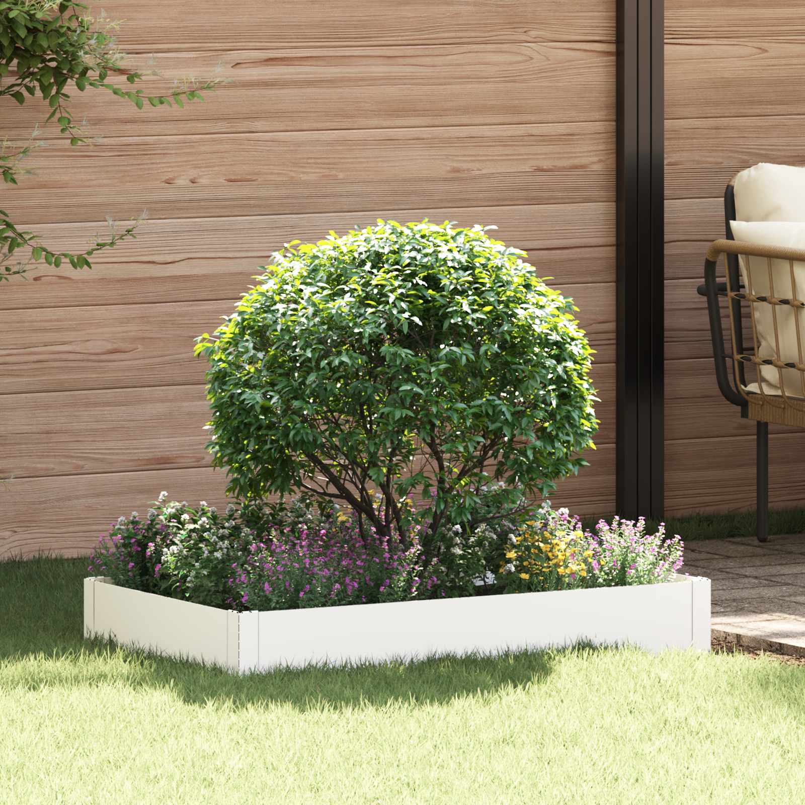 Περίγραμμα γκαζόν 100 x 60 x 20 εκ. Ατσάλι Λευκό - Pakobazaar