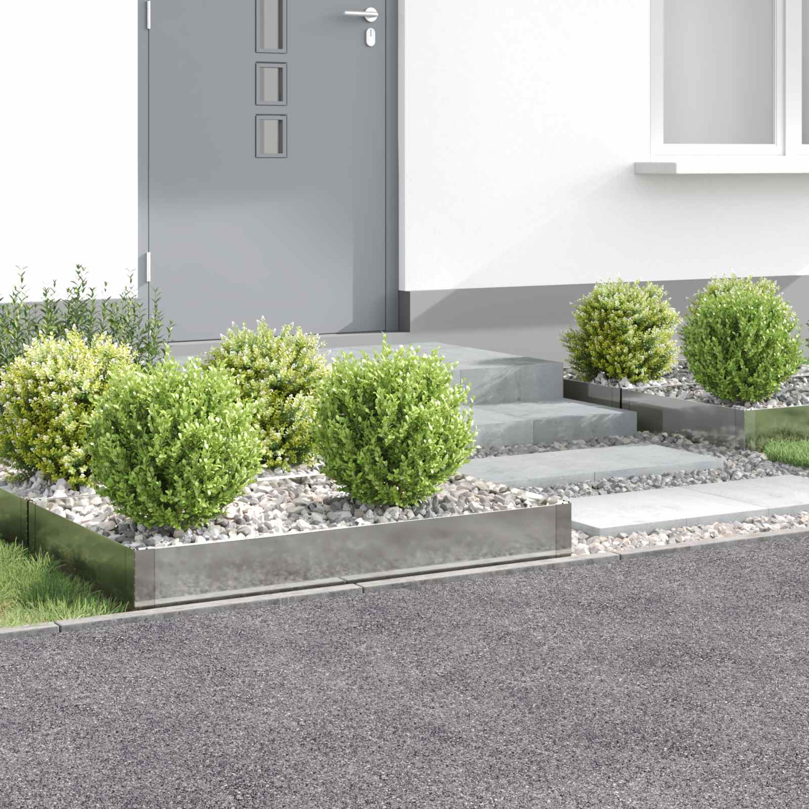 Περίγραμμα γκαζόν 4 pcs 100 x 60 x 20 εκ. Ατσάλι Ασημί