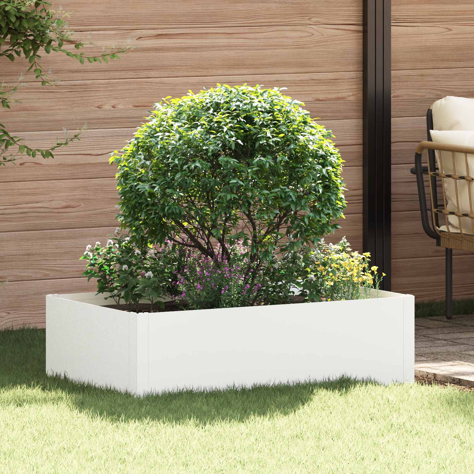 Περίγραμμα γκαζόν 100 x 60 x 35 cm Ατσάλι Λευκό - Pakobazaar