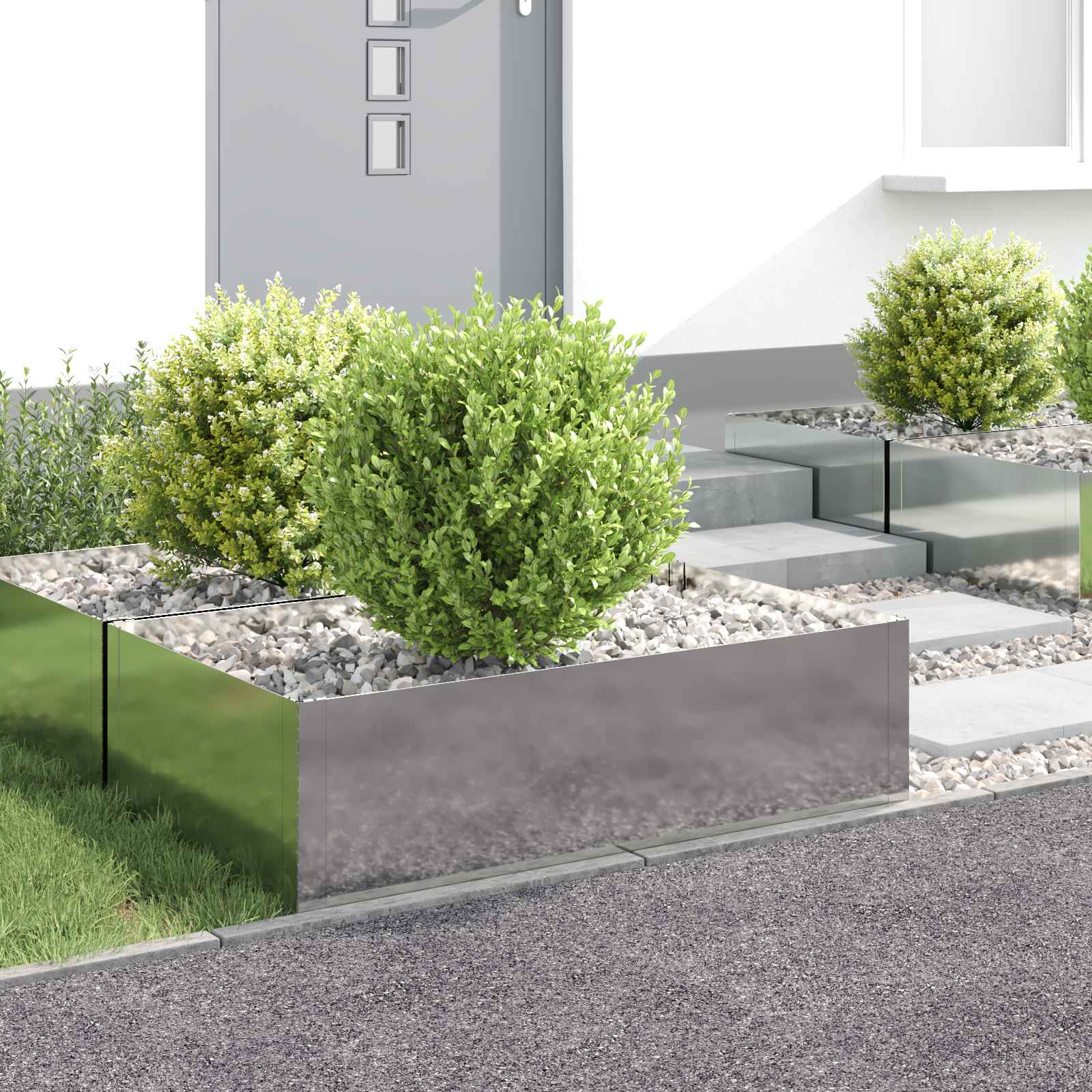 Περίγραμμα γκαζόν 4 pcs 100 x 60 x 35 cm Ατσάλι Ασημί