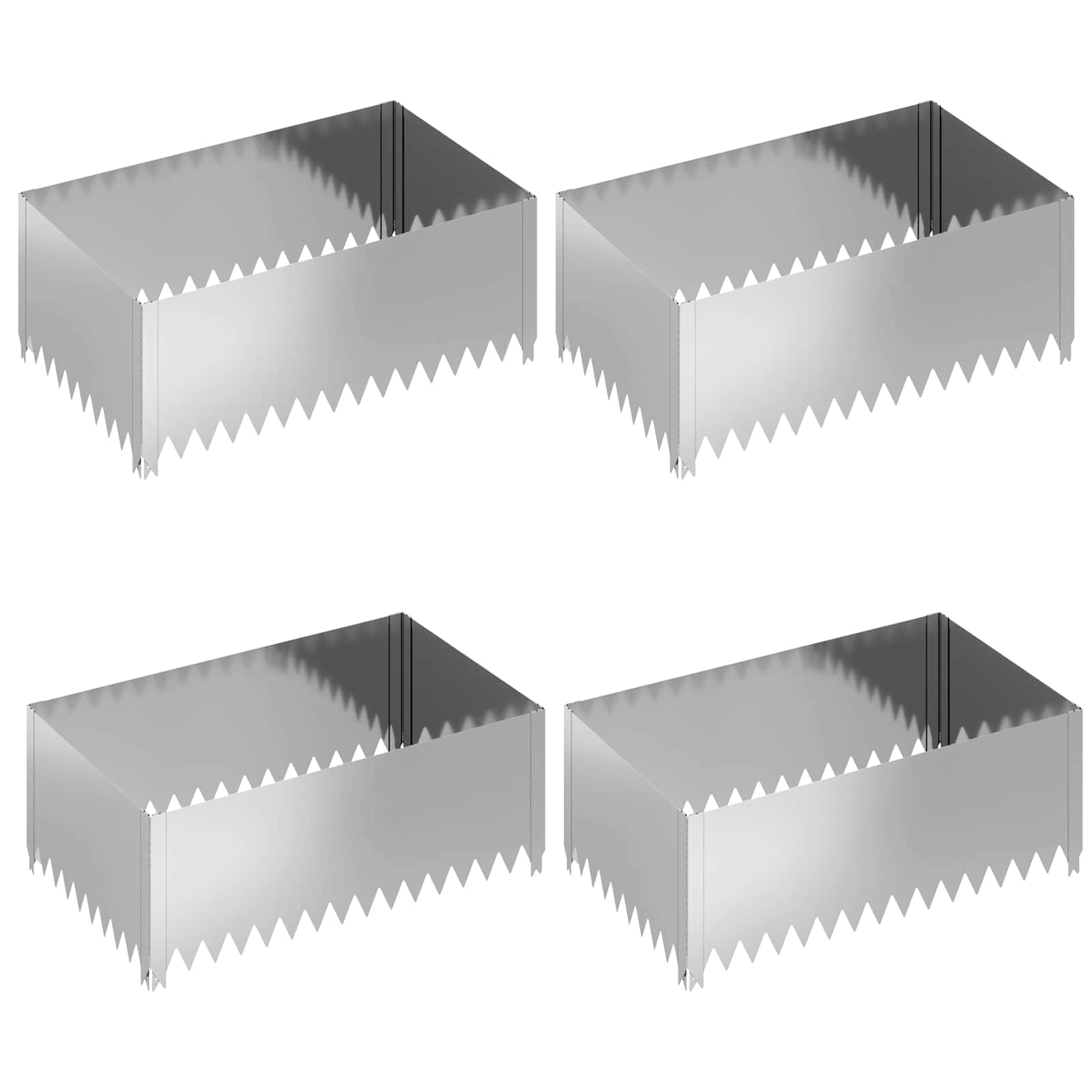 Περίγραμμα γκαζόν 4 pcs 100 x 60 x 35 cm Ατσάλι Ασημί