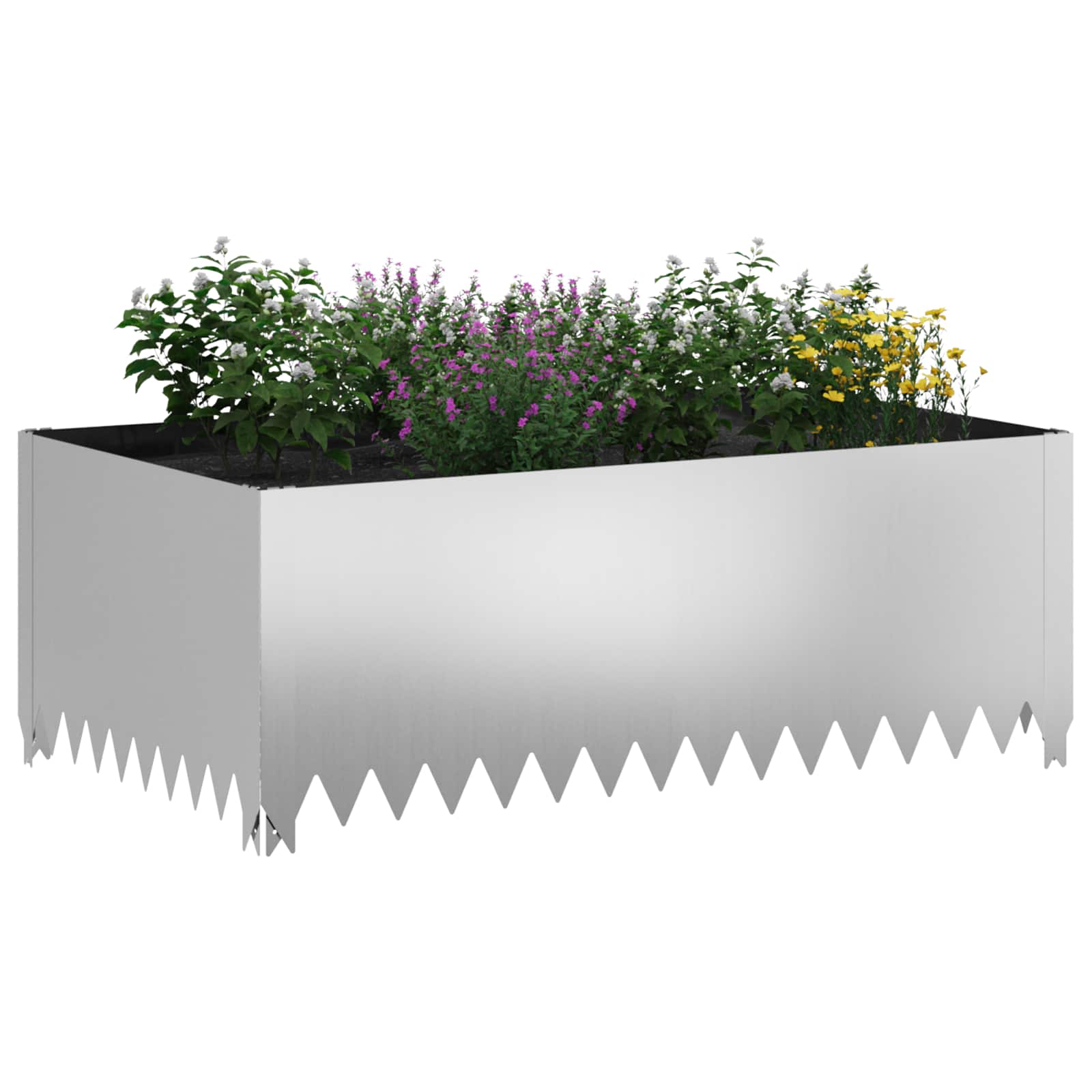 Περίγραμμα γκαζόν 4 pcs 100 x 60 x 35 cm Ατσάλι Ασημί