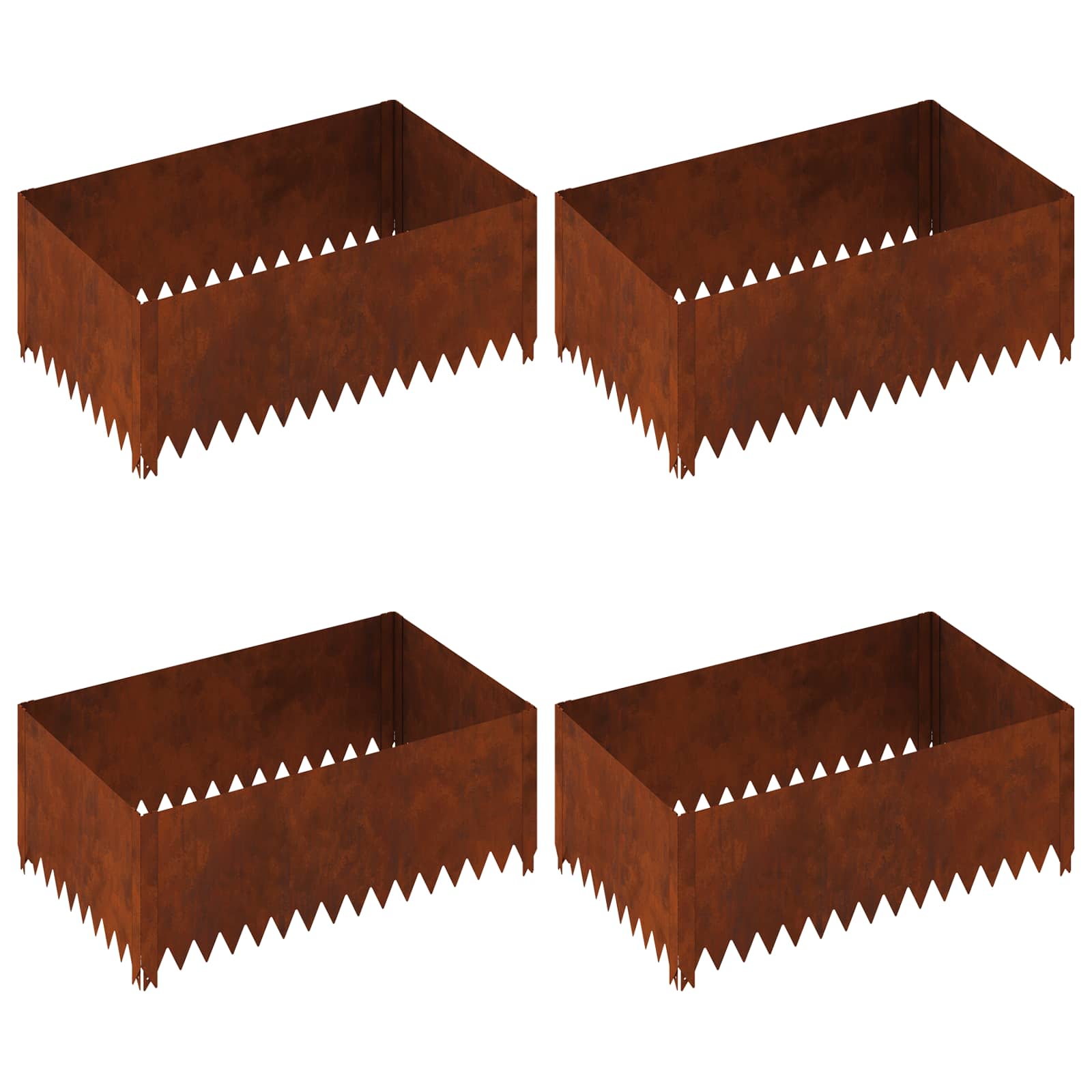 Περίγραμμα γκαζόν 4 pcs 100 x 60 x 35 cm Ατσάλι Σκ rusty