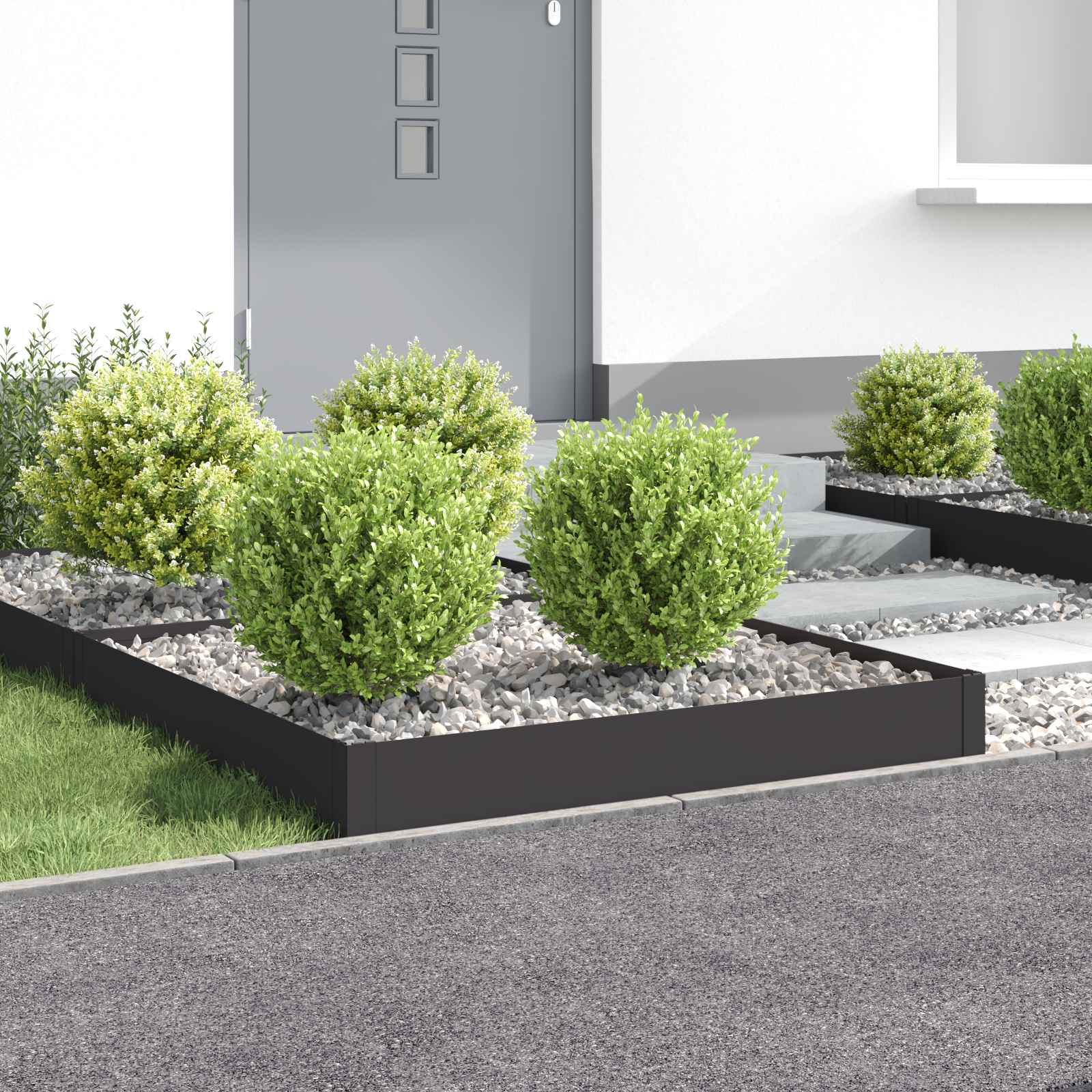 Περίγραμμα γκαζόν 4 pcs 100 x 100 x 20 cm Ατσάλι Μαύρο