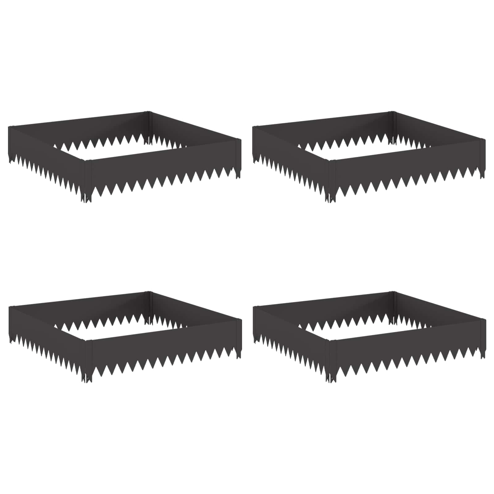 Περίγραμμα γκαζόν 4 pcs 100 x 100 x 20 cm Ατσάλι Μαύρο