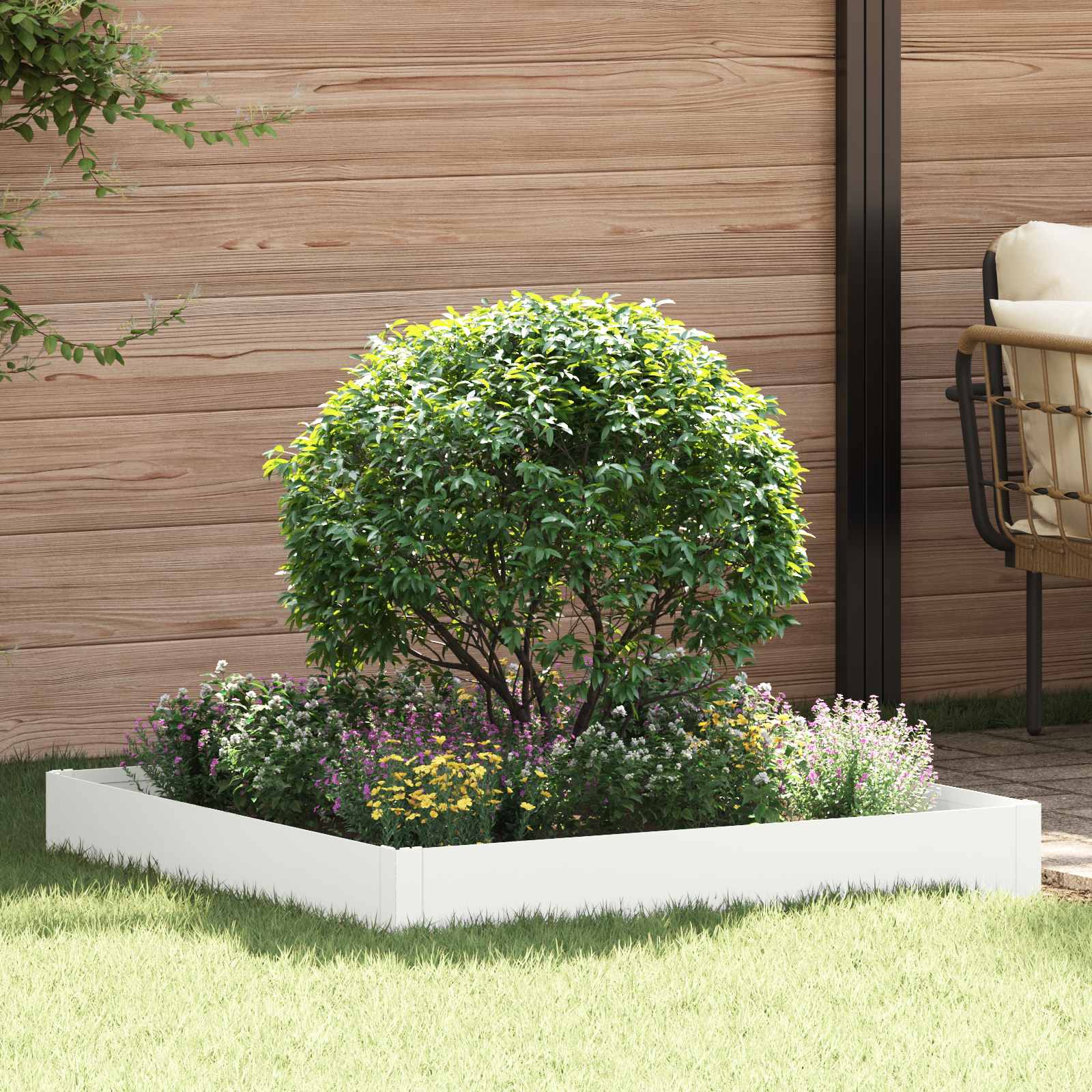 Περίγραμμα γκαζόν 100 x 100 x 20 cm Ατσάλι Λευκό - Pakobazaar