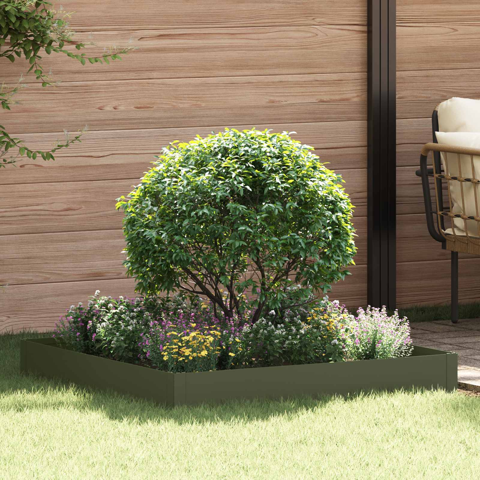 Περίγραμμα γκαζόν 100 x 100 x 20 cm Ατσάλι Λαδί - Pakobazaar