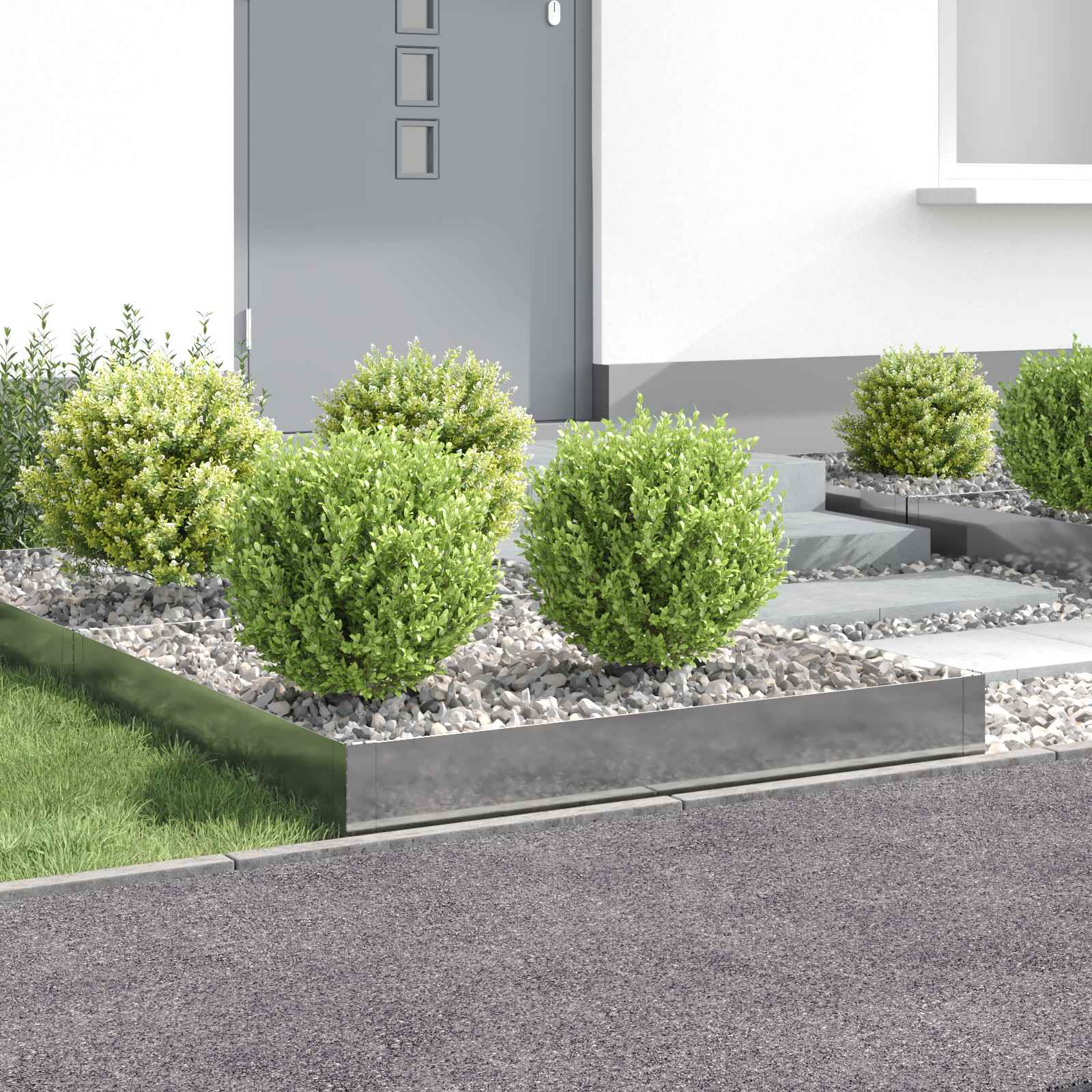 Περίγραμμα γκαζόν 4 pcs 100 x 100 x 20 cm Ατσάλι Ασημί