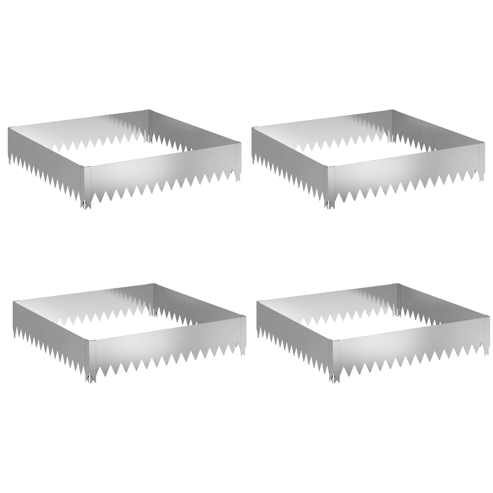 Περίγραμμα γκαζόν 4 pcs 100 x 100 x 20 cm Ατσάλι Ασημί