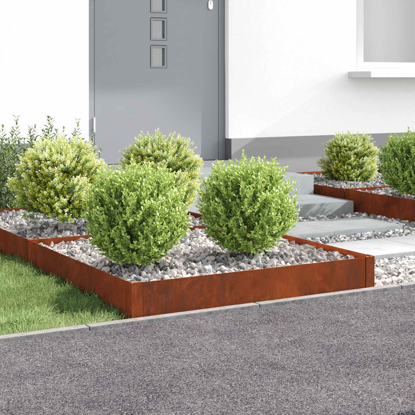 Περίγραμμα γκαζόν 4 pcs 100 x 100 x 20 cm Ατσάλι Σκ rusty