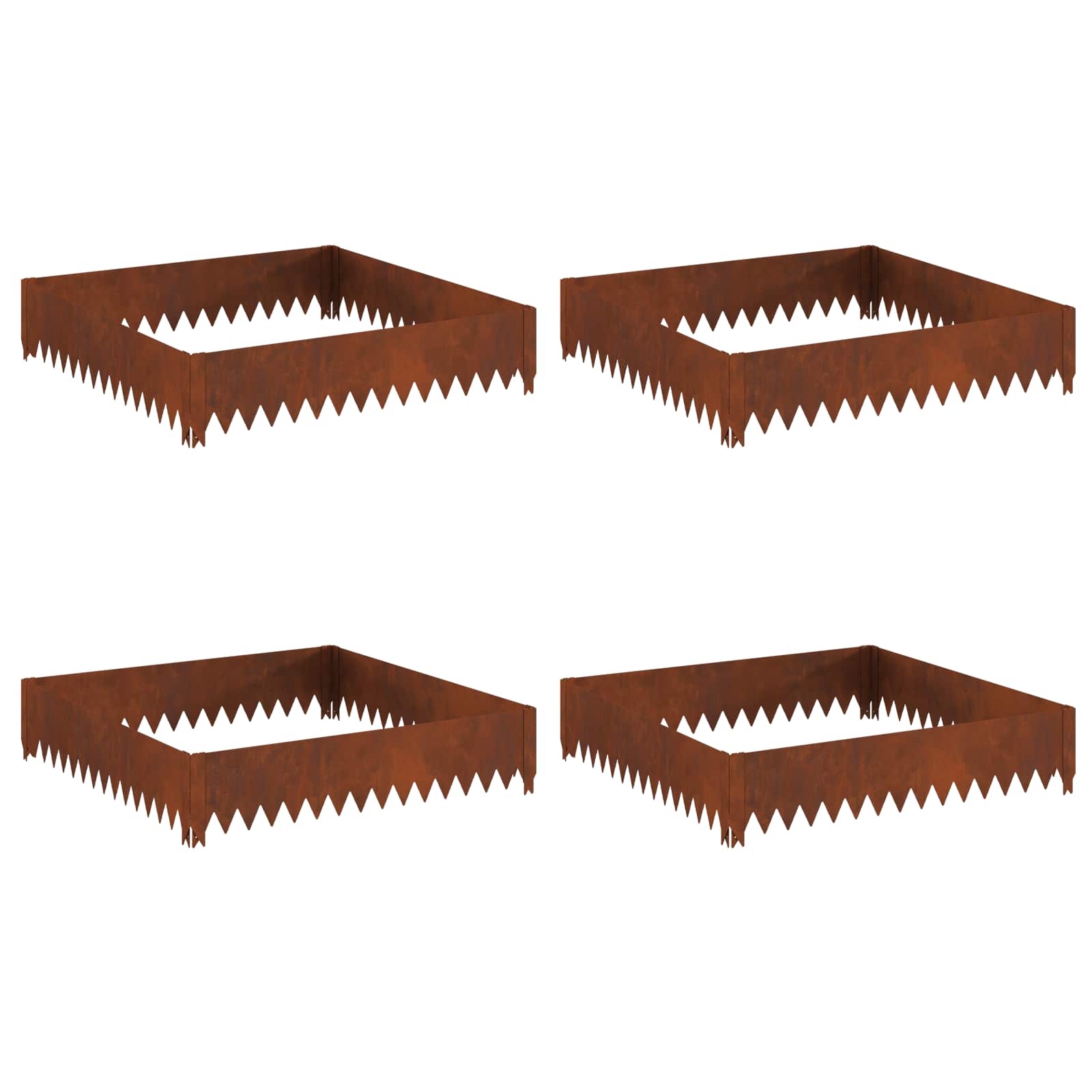 Περίγραμμα γκαζόν 4 pcs 100 x 100 x 20 cm Ατσάλι Σκ rusty