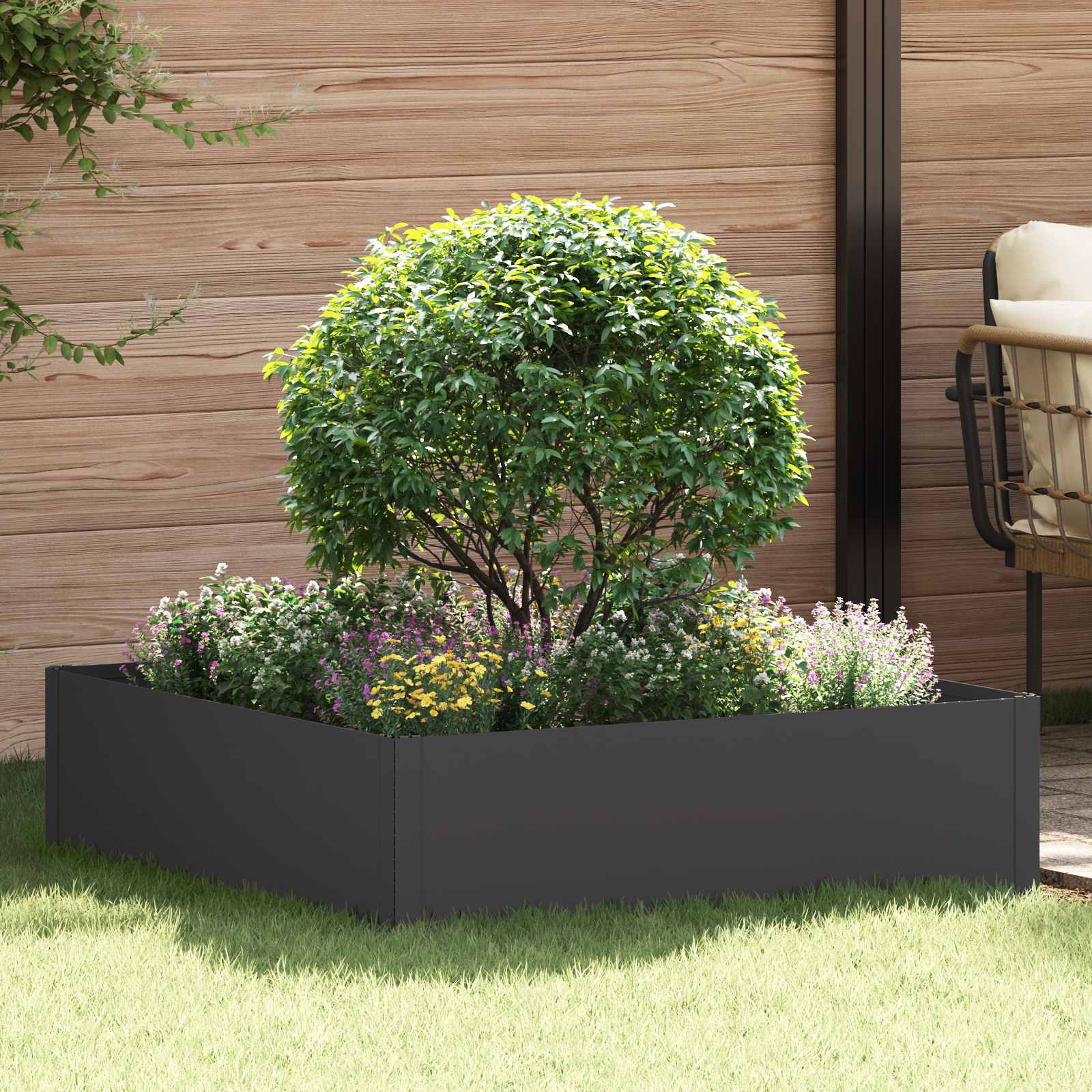 Περίγραμμα γκαζόν 100 x 100 x 35 cm Ατσάλι Μαύρο - Pakobazaar