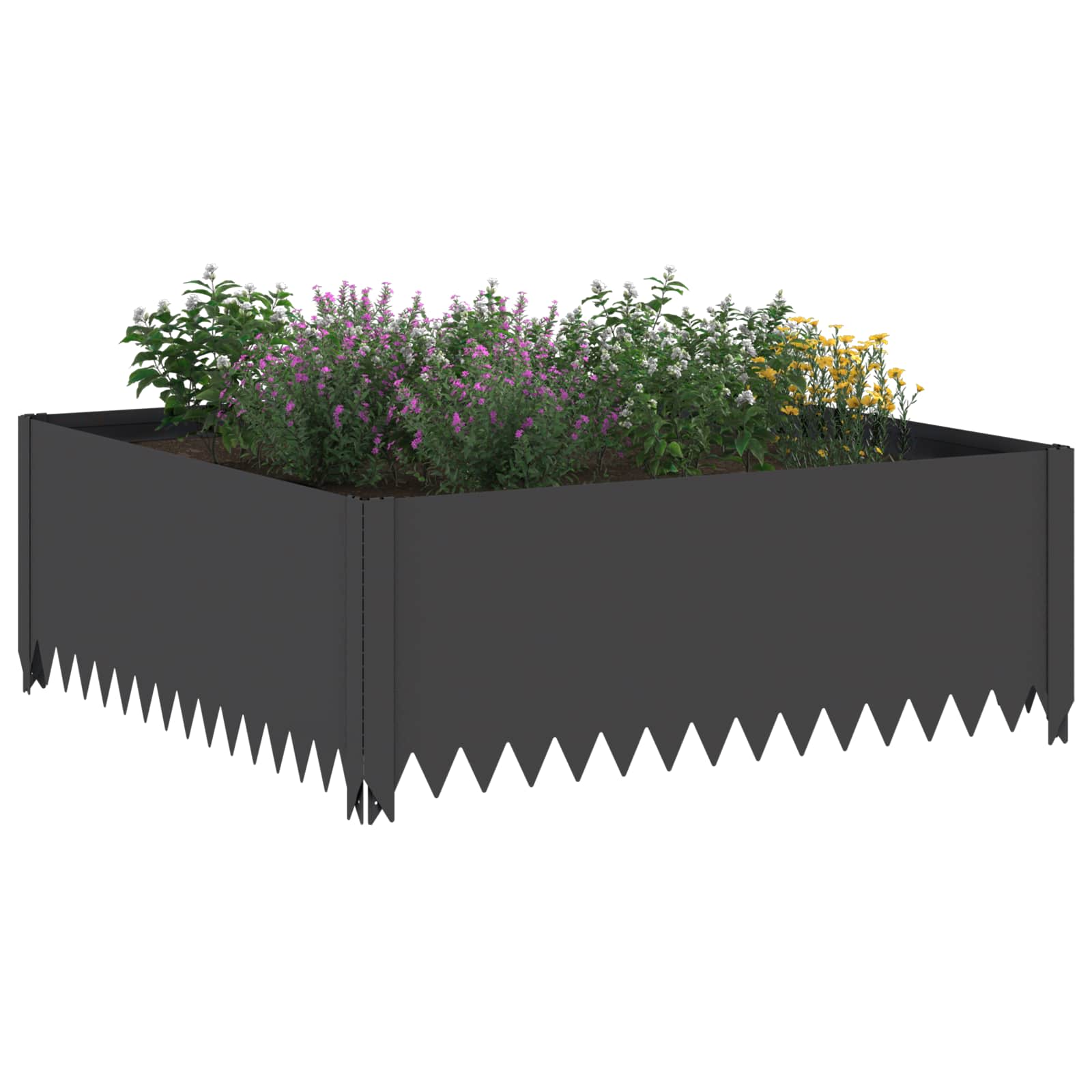 Περίγραμμα γκαζόν 100 x 100 x 35 cm Ατσάλι Μαύρο - Pakobazaar