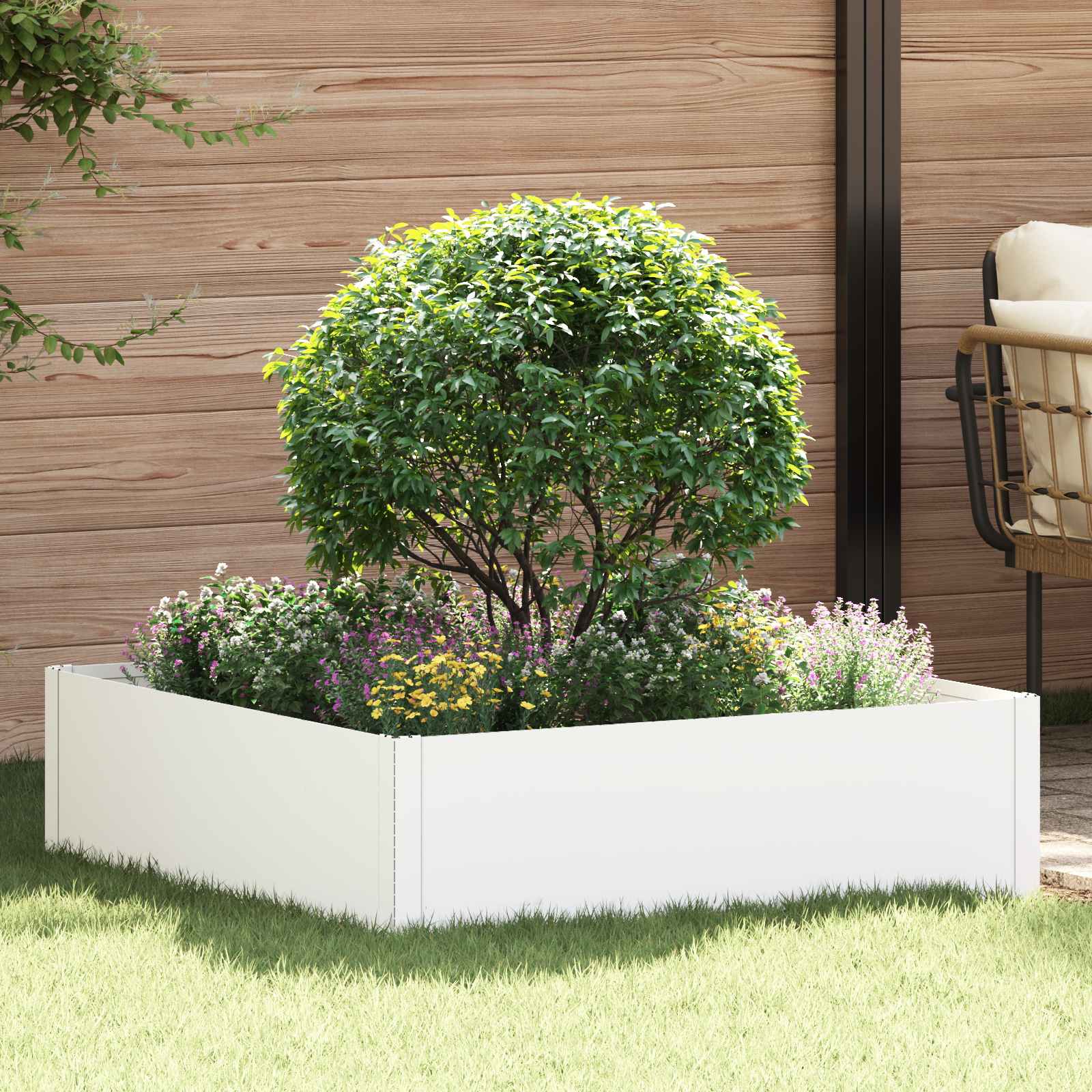 Περίγραμμα γκαζόν 100 x 100 x 35 cm Ατσάλι Λευκό - Pakobazaar