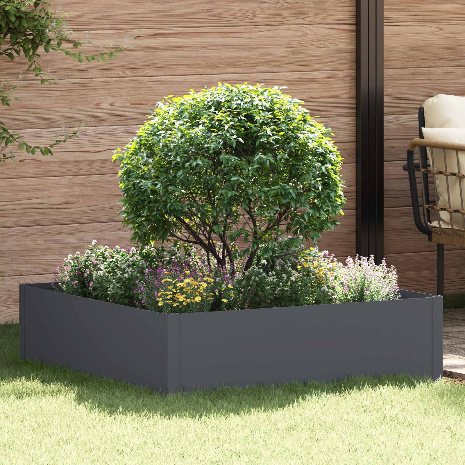 Περίγραμμα γκαζόν 100 x 100 x 35 cm Ατσάλι Ανθρακί - Pakobazaar