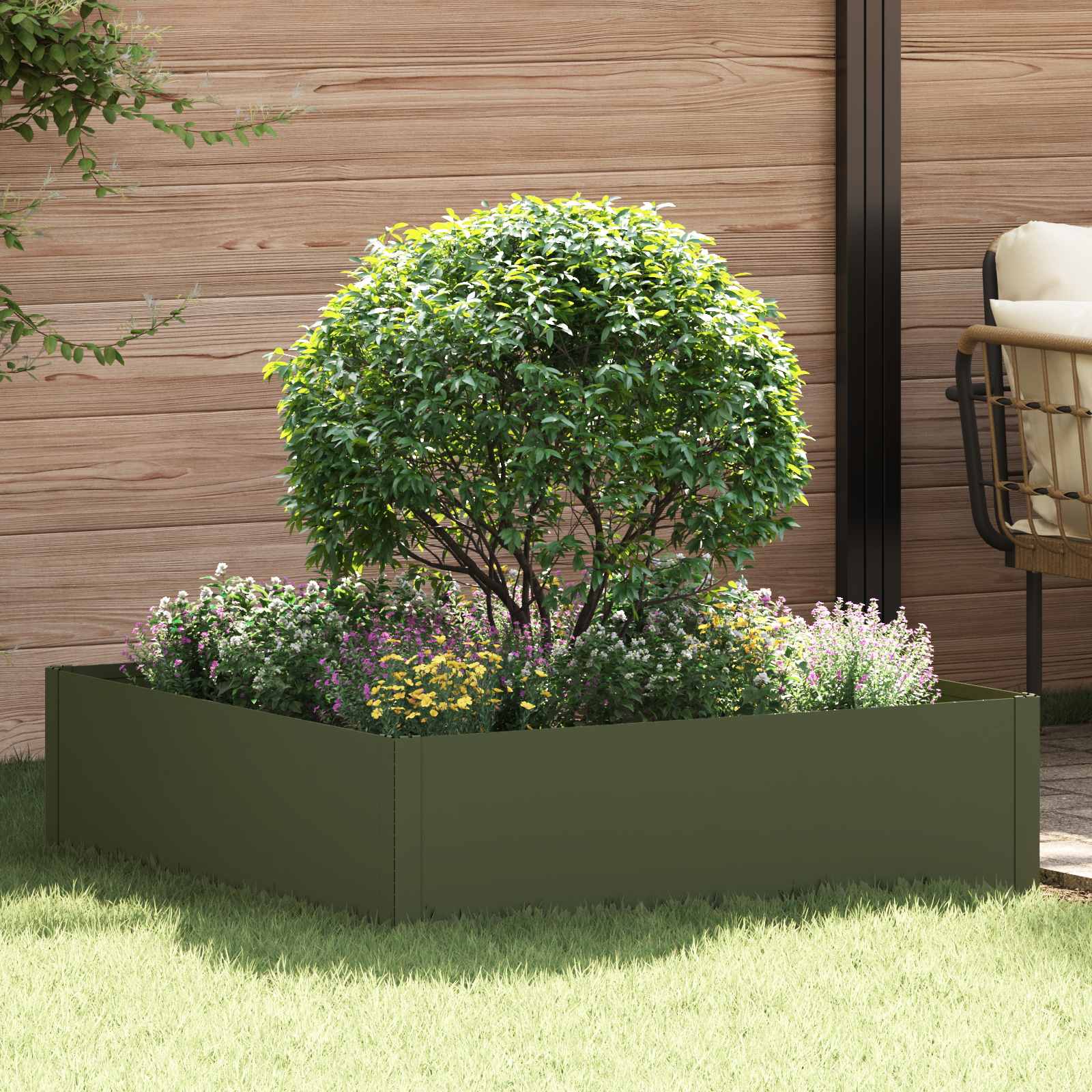 Περίγραμμα γκαζόν 100 x 100 x 35 cm Ατσάλι Λαδί - Pakobazaar