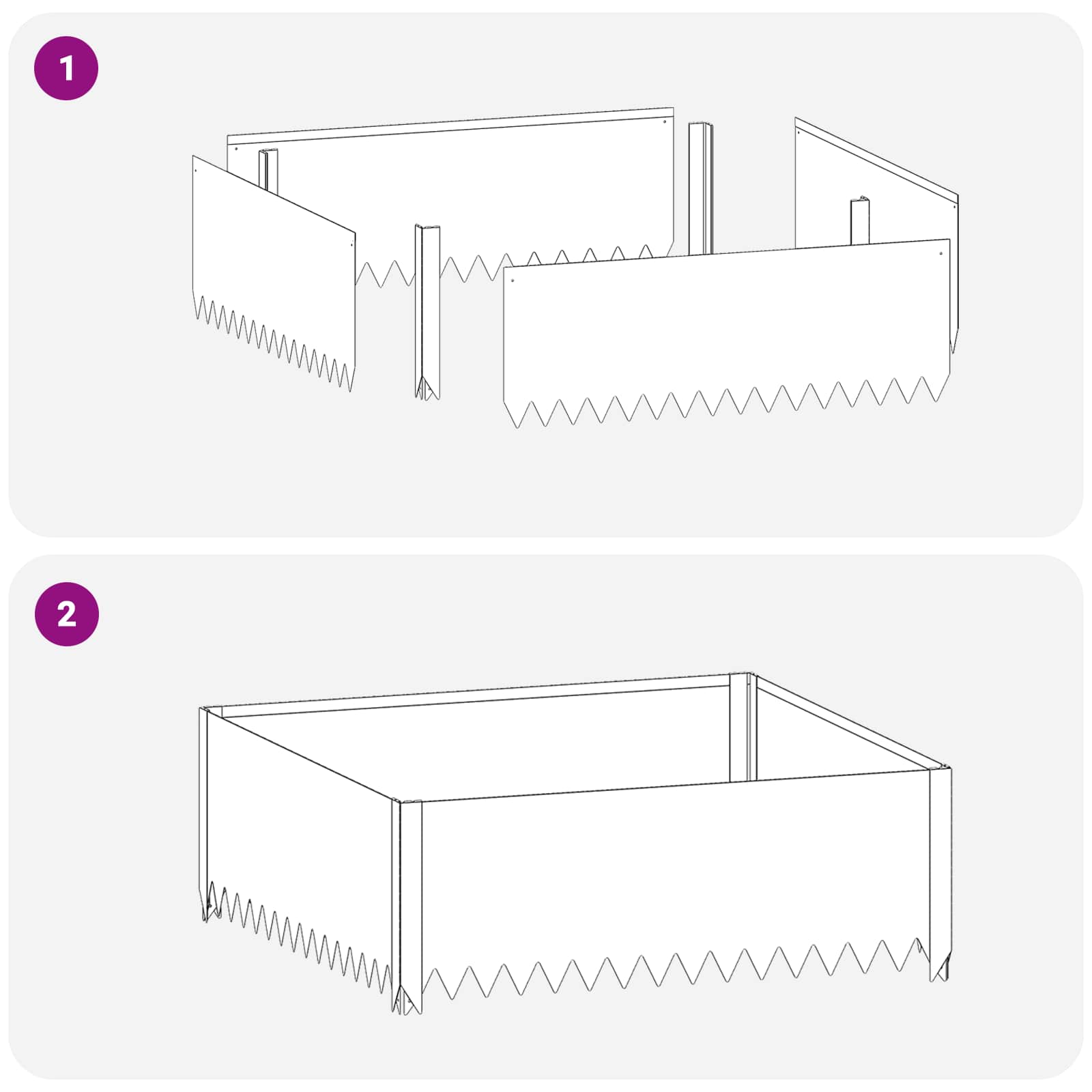 Περίγραμμα γκαζόν 4 τμχ. 100 x 100 x 35 cm Ατσάλι Ασημί