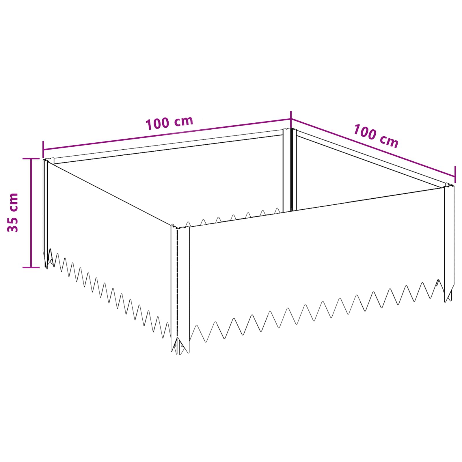Περίγραμμα γκαζόν 4 τμχ. 100 x 100 x 35 cm Ατσάλι Ασημί