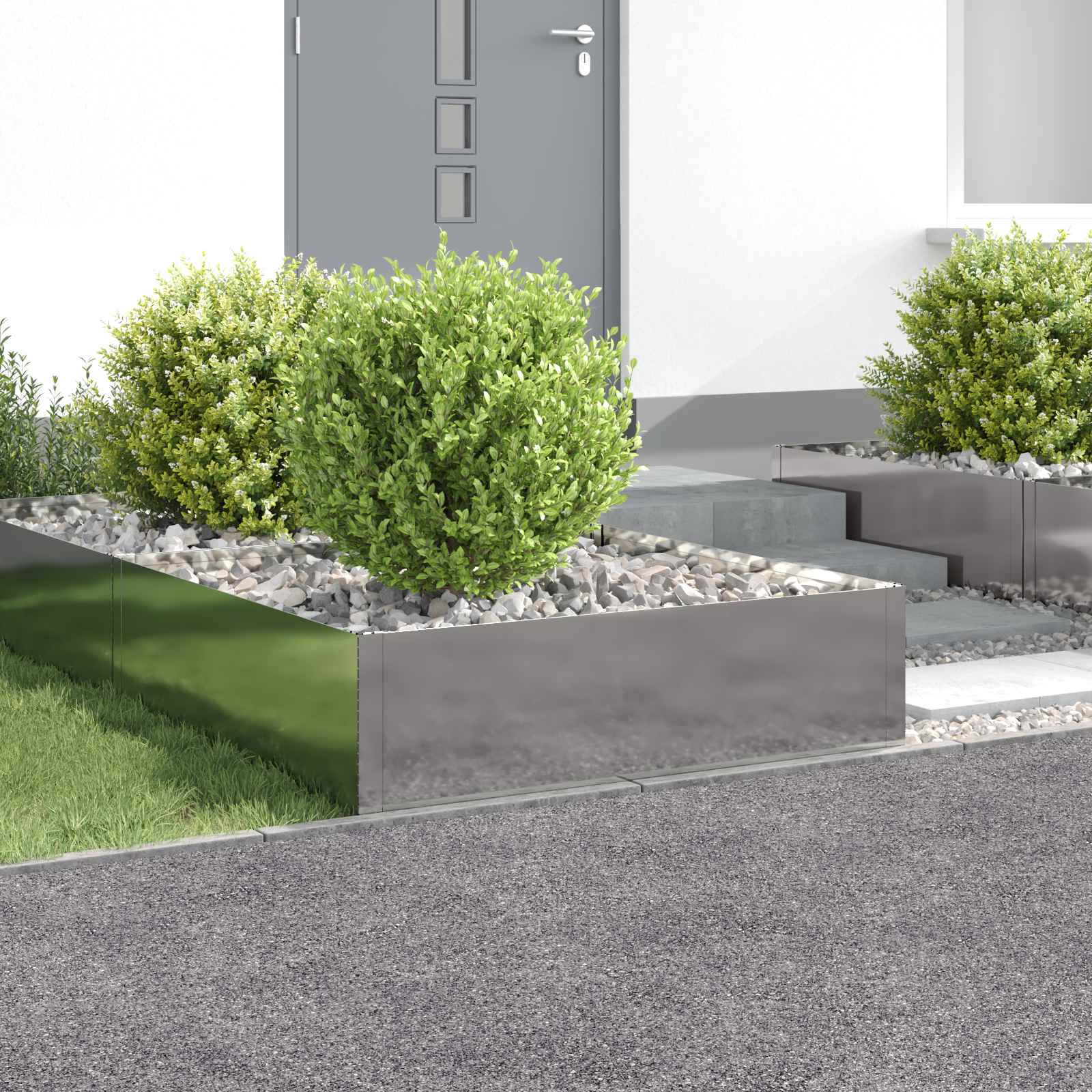 Περίγραμμα γκαζόν 4 pcs 100 x 100 x 35 cm Ατσάλι Ασημί