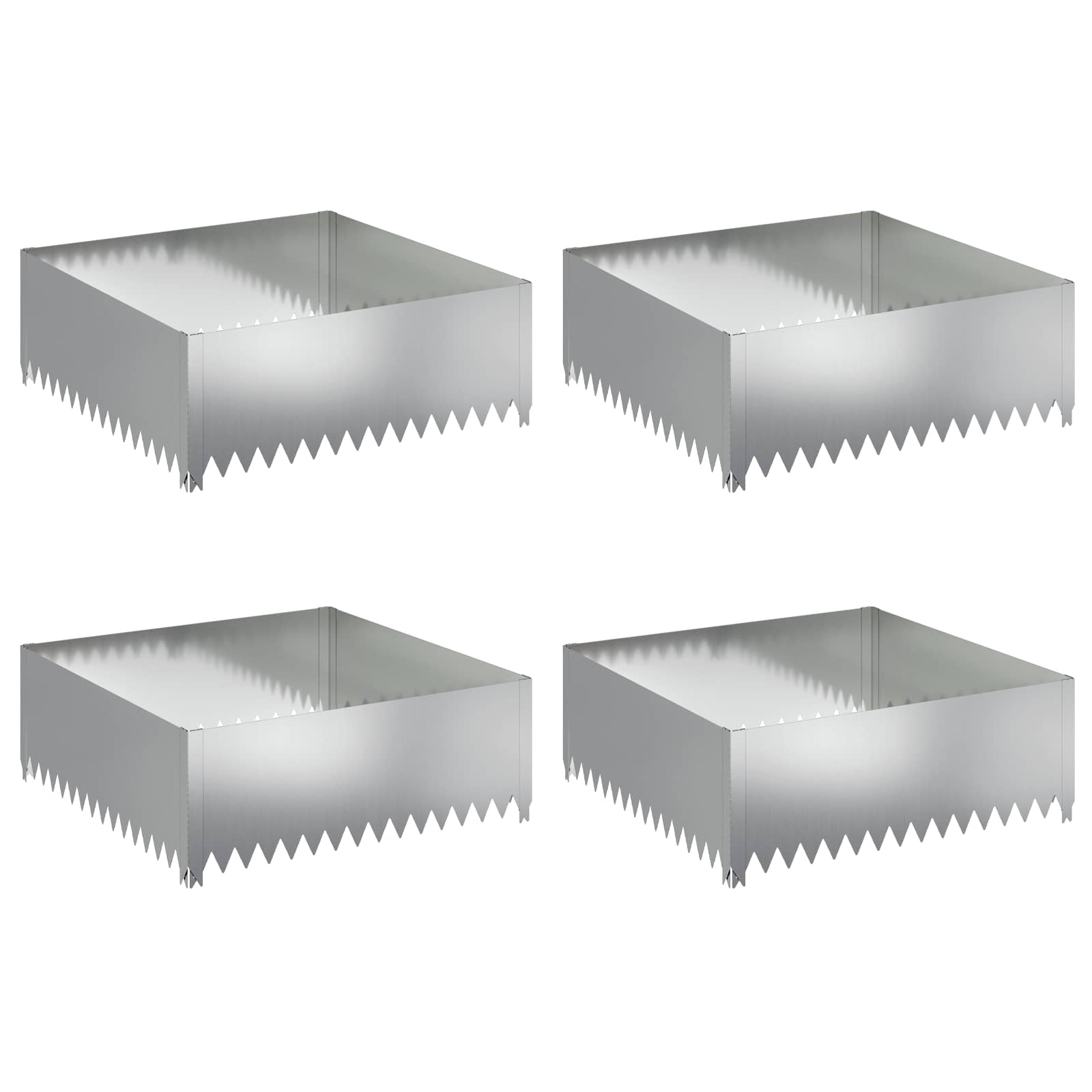Περίγραμμα γκαζόν 4 pcs 100 x 100 x 35 cm Ατσάλι Ασημί