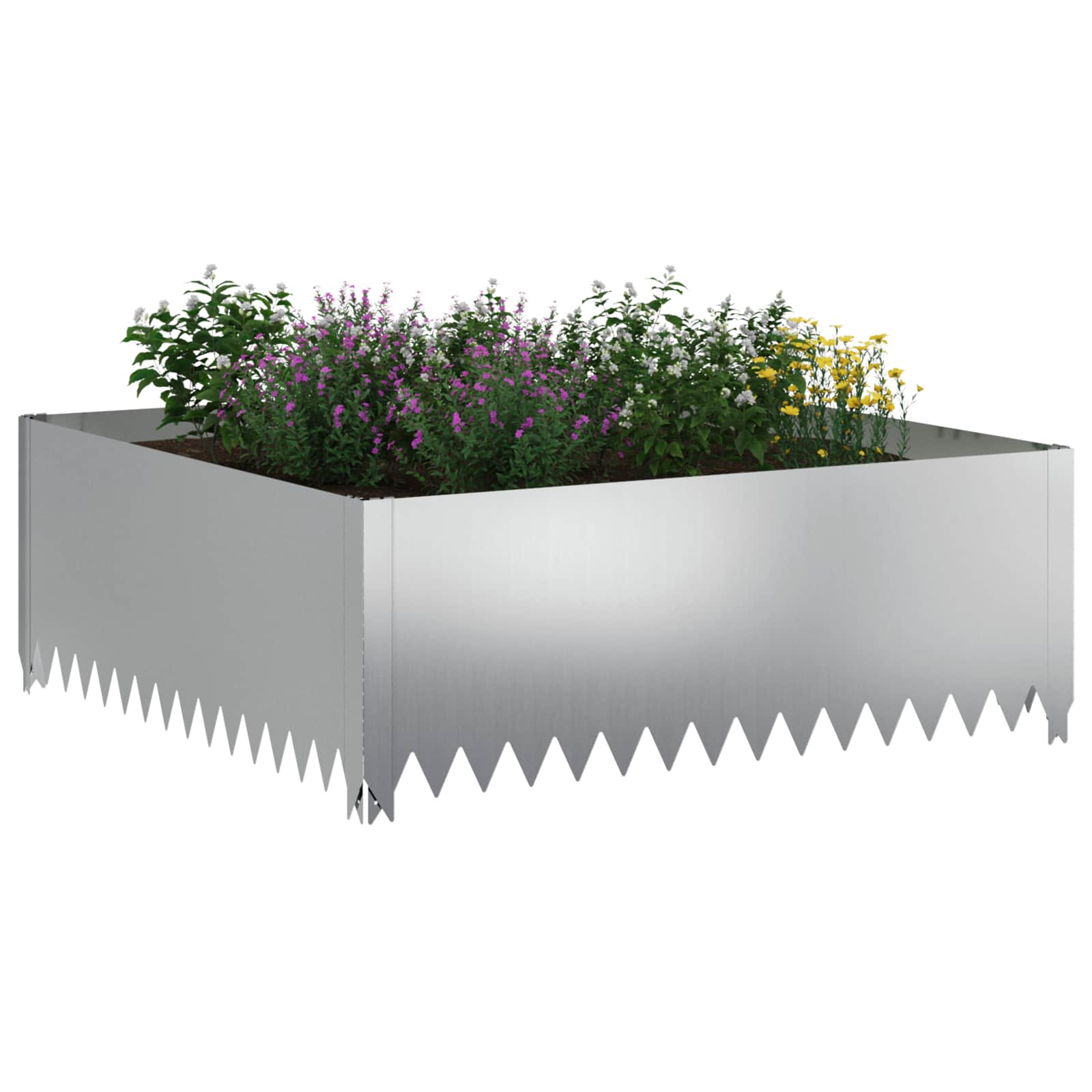 Περίγραμμα γκαζόν 4 pcs 100 x 100 x 35 cm Ατσάλι Ασημί