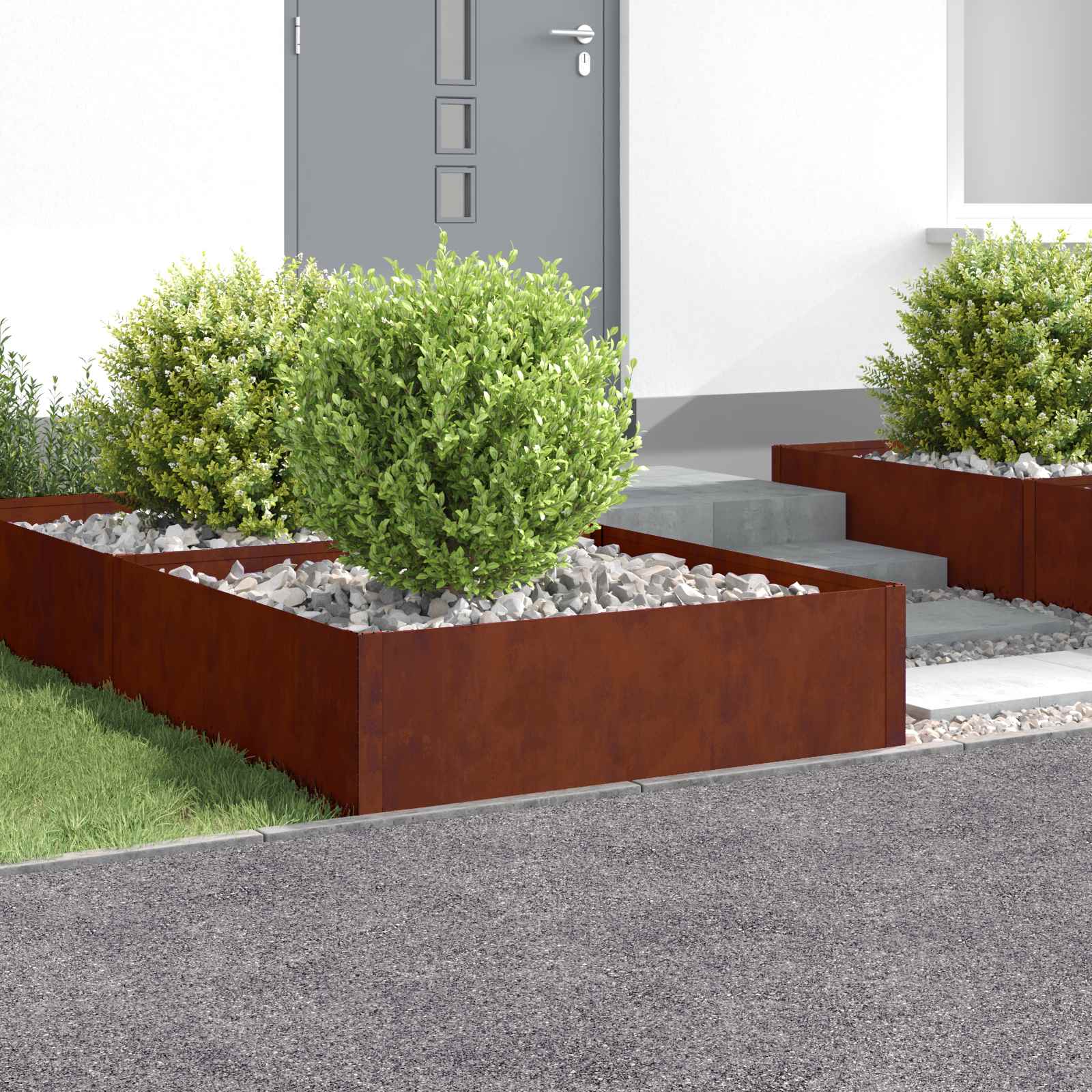 Περίγραμμα γκαζόν 4 pcs 100 x 100 x 35 cm Ατσάλι Σκ rusty