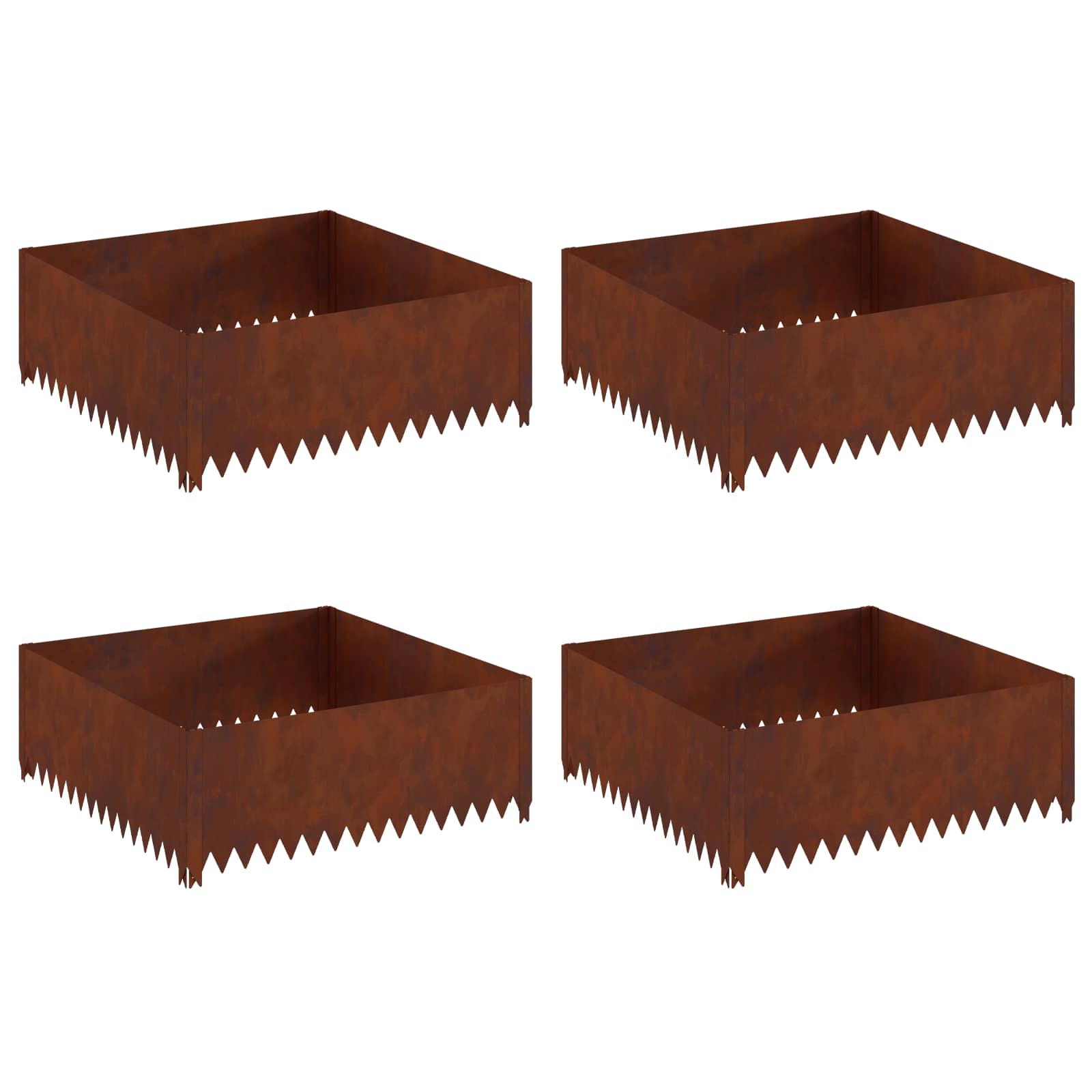 Περίγραμμα γκαζόν 4 pcs 100 x 100 x 35 cm Ατσάλι Σκ rusty